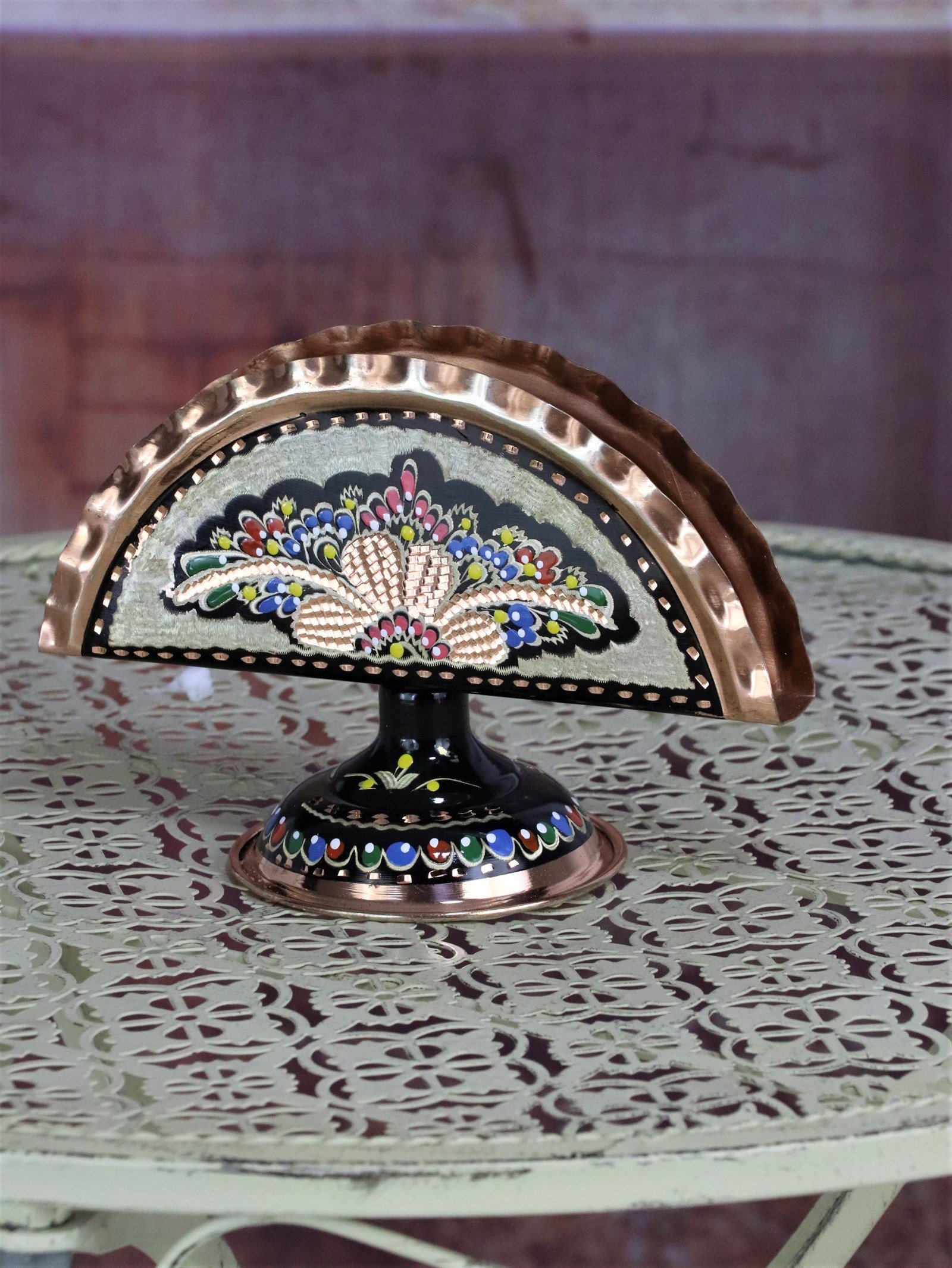 Dekoratif BakırSonay BakırcılıkGül Çiçek Dekoratif Bakır Peçetelik