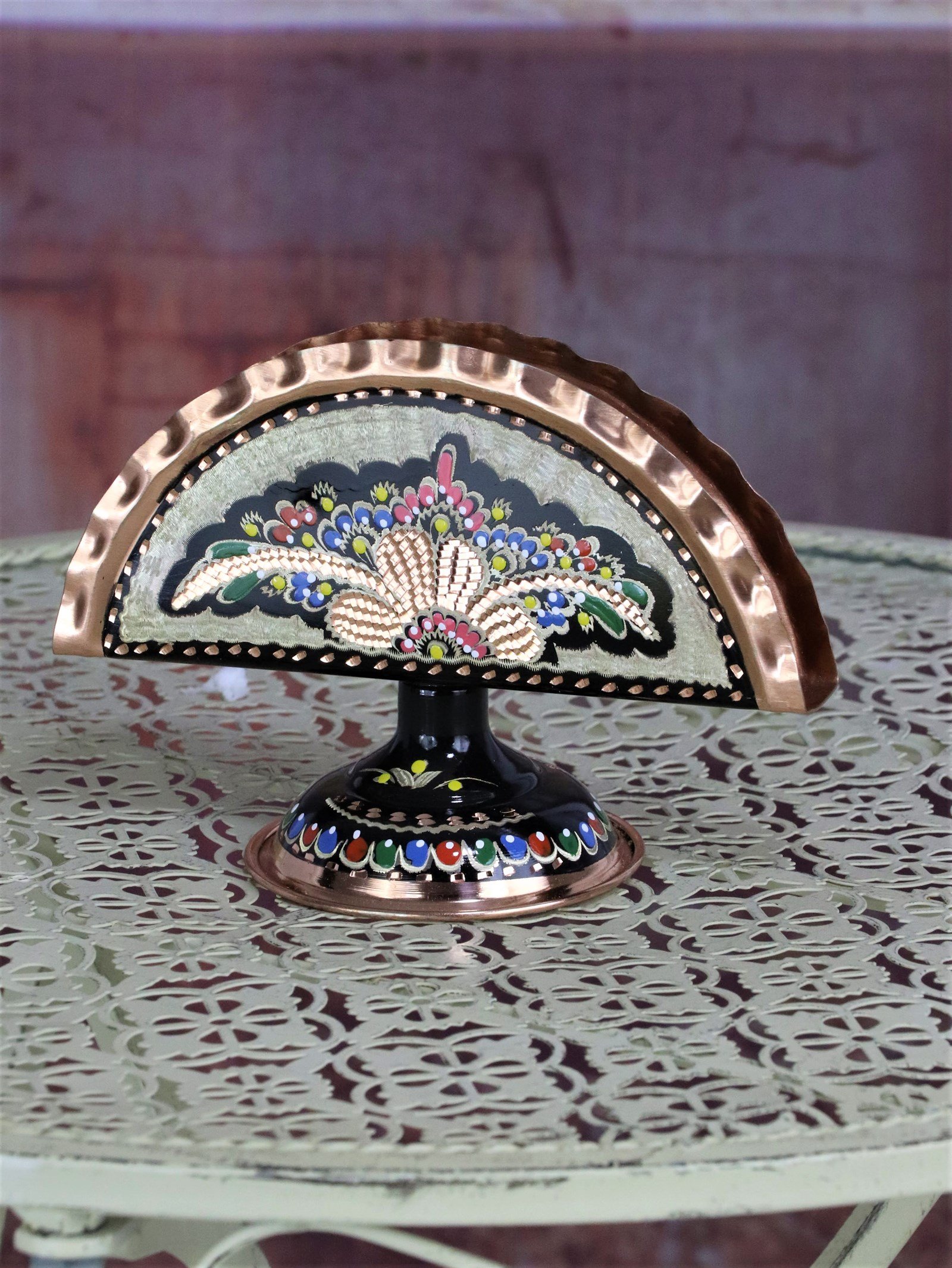 Dekoratif BakırSonay BakırcılıkGül Çiçek Dekoratif Bakır Peçetelik