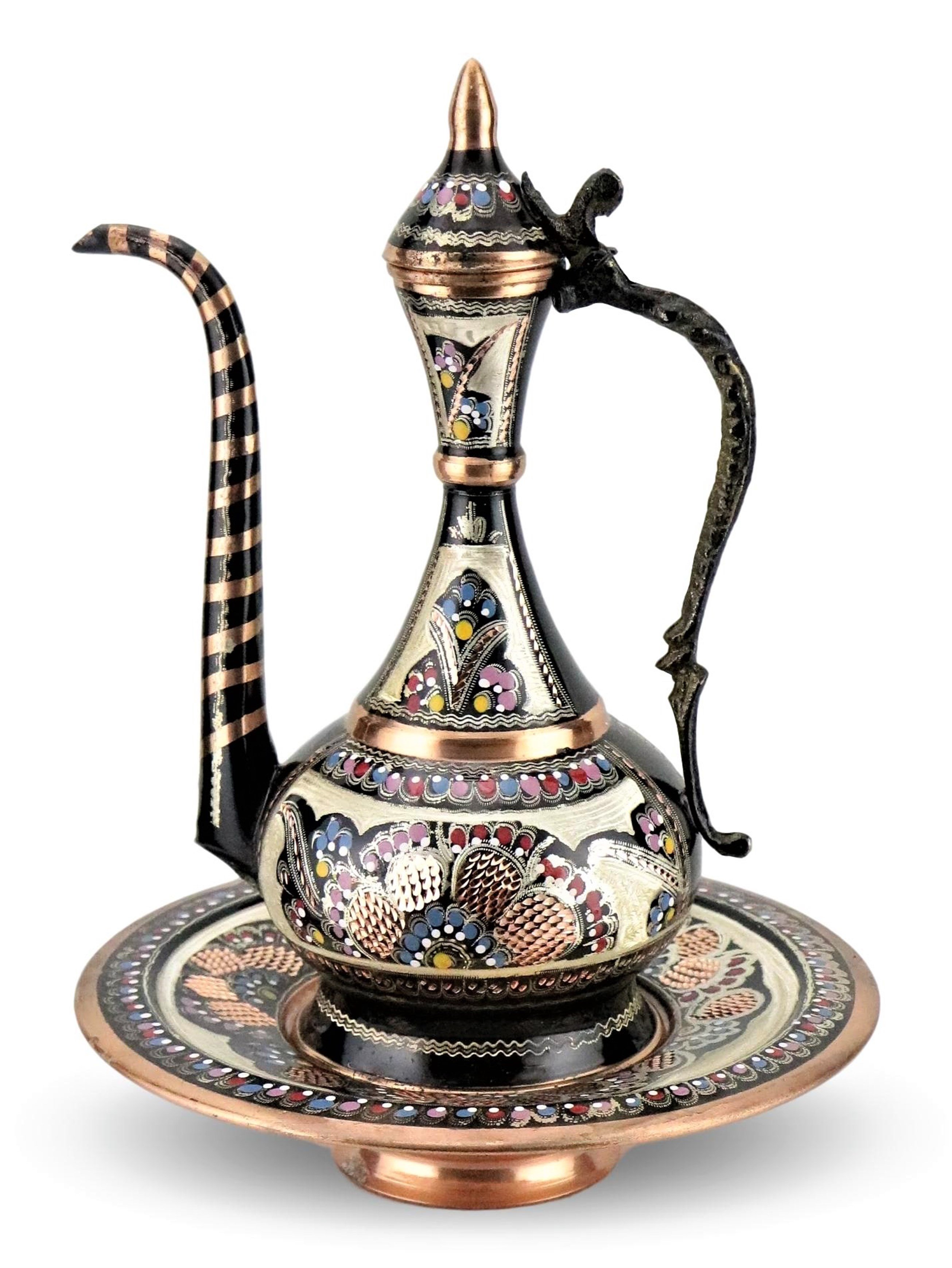 Bakır Gügüm ve İbriklerSonay BakırcılıkGül Çiçek İşlemeli Bakır ibrik