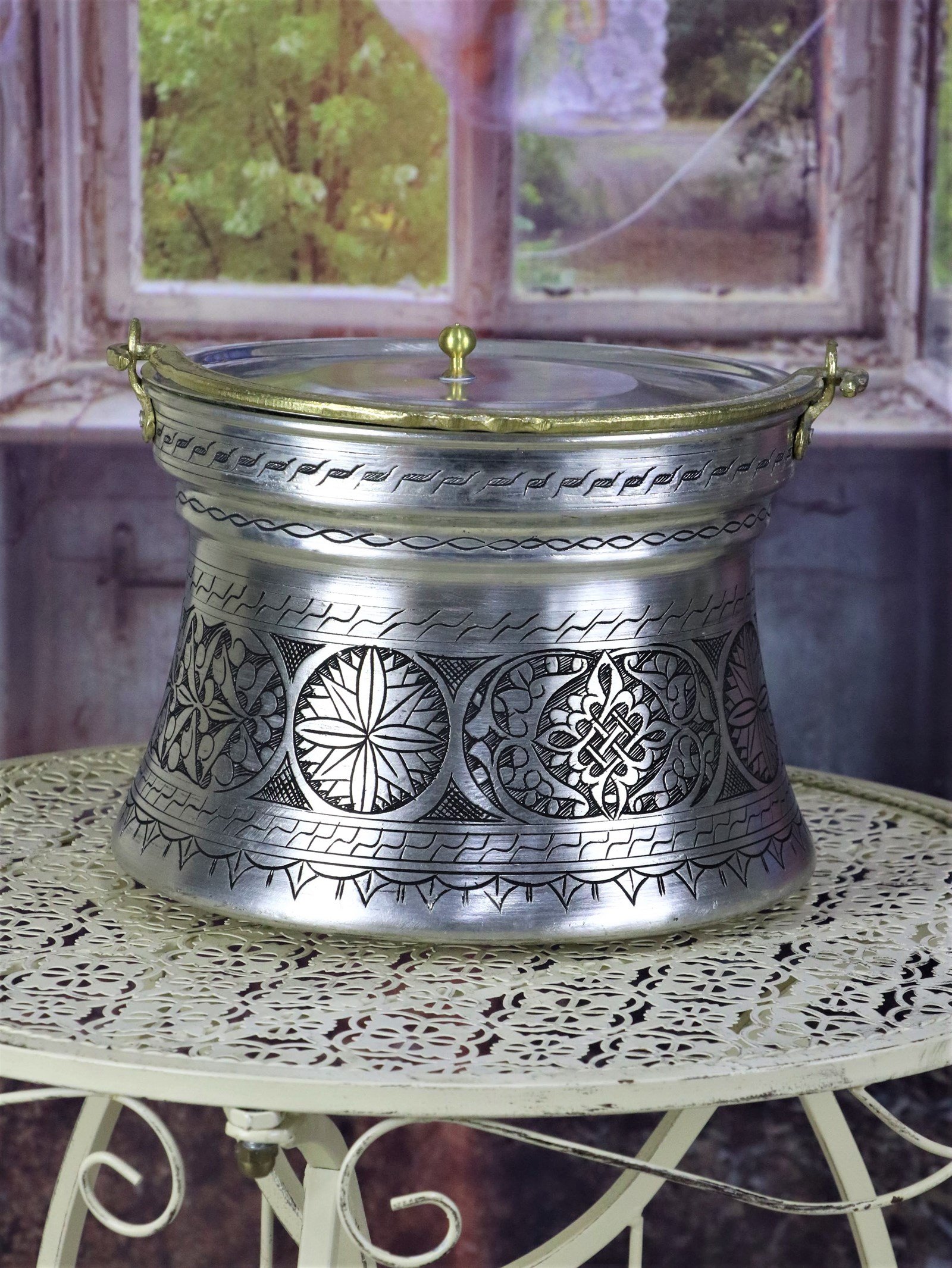 Copper BucketSonay Bakırcılıkİşlemeli Eskitme Yoğurt Bakır Bakraç 5 LT