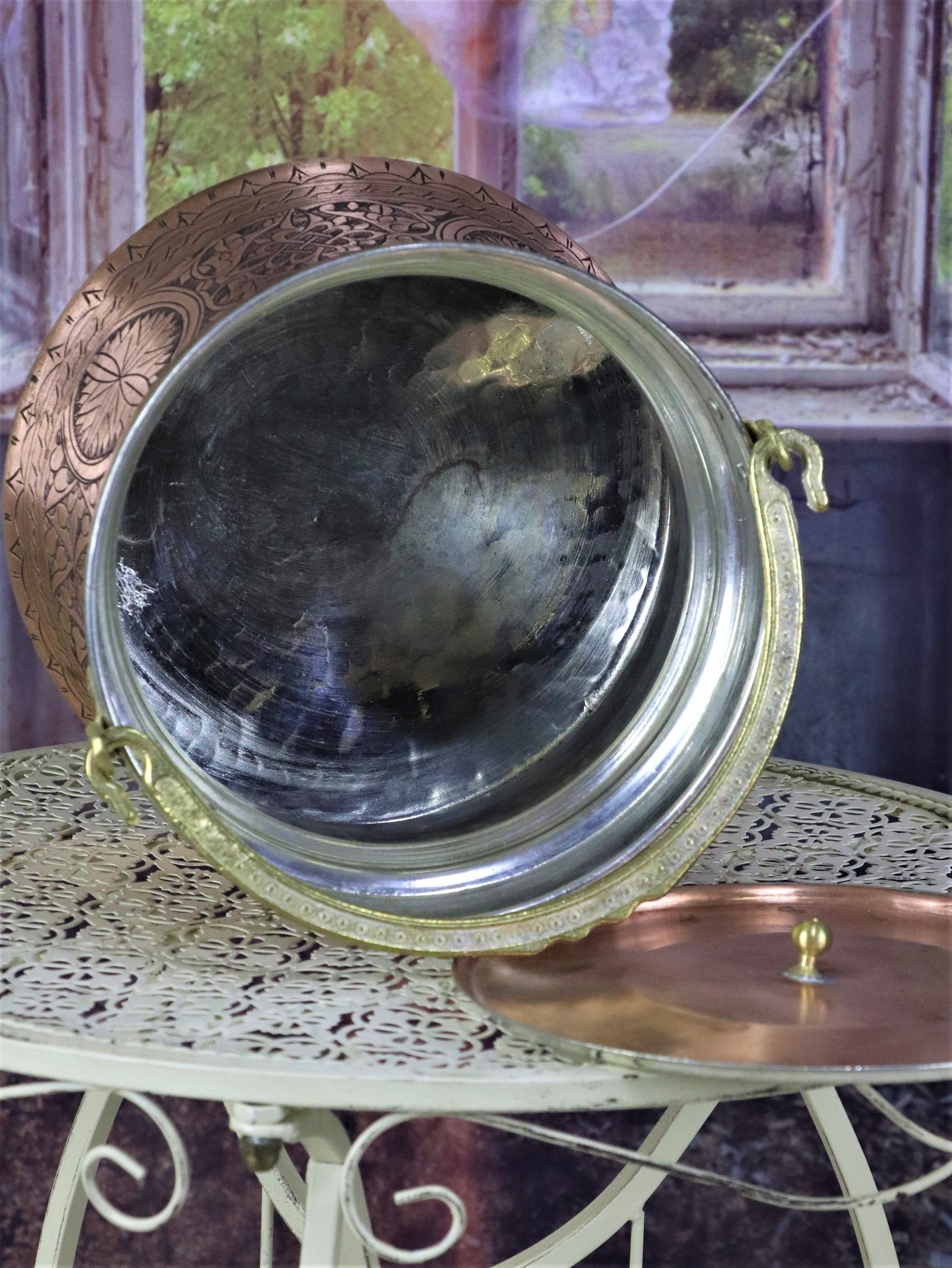 Copper BucketSonay Bakırcılıkİşlemeli Eskitme Yoğurt Bakır Bakraç 5 LT