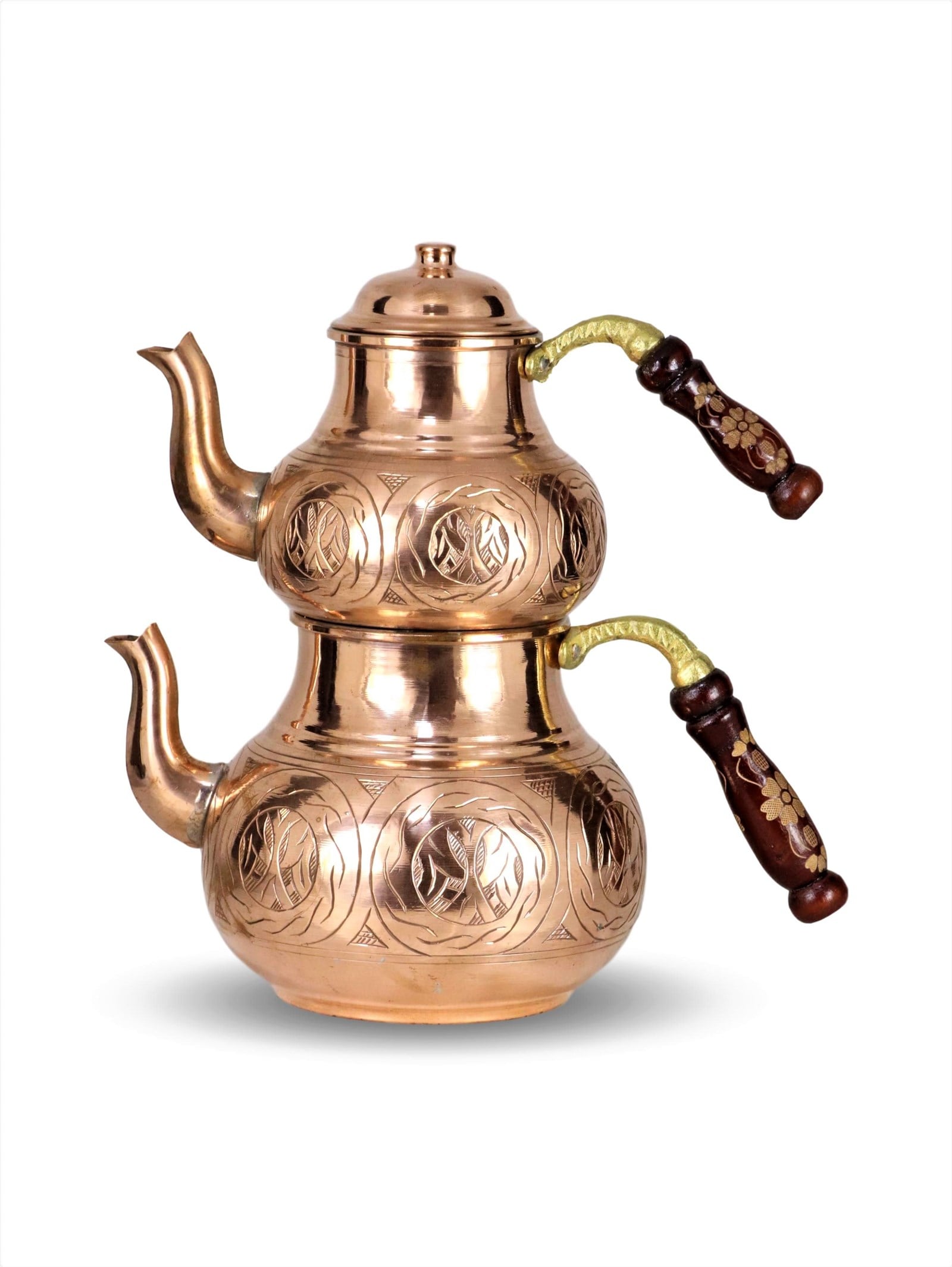 Bakır ÇaydanlıkSonay Bakırcılıkİşlemeli Keski Kırmızı Bakır Çaydanlık