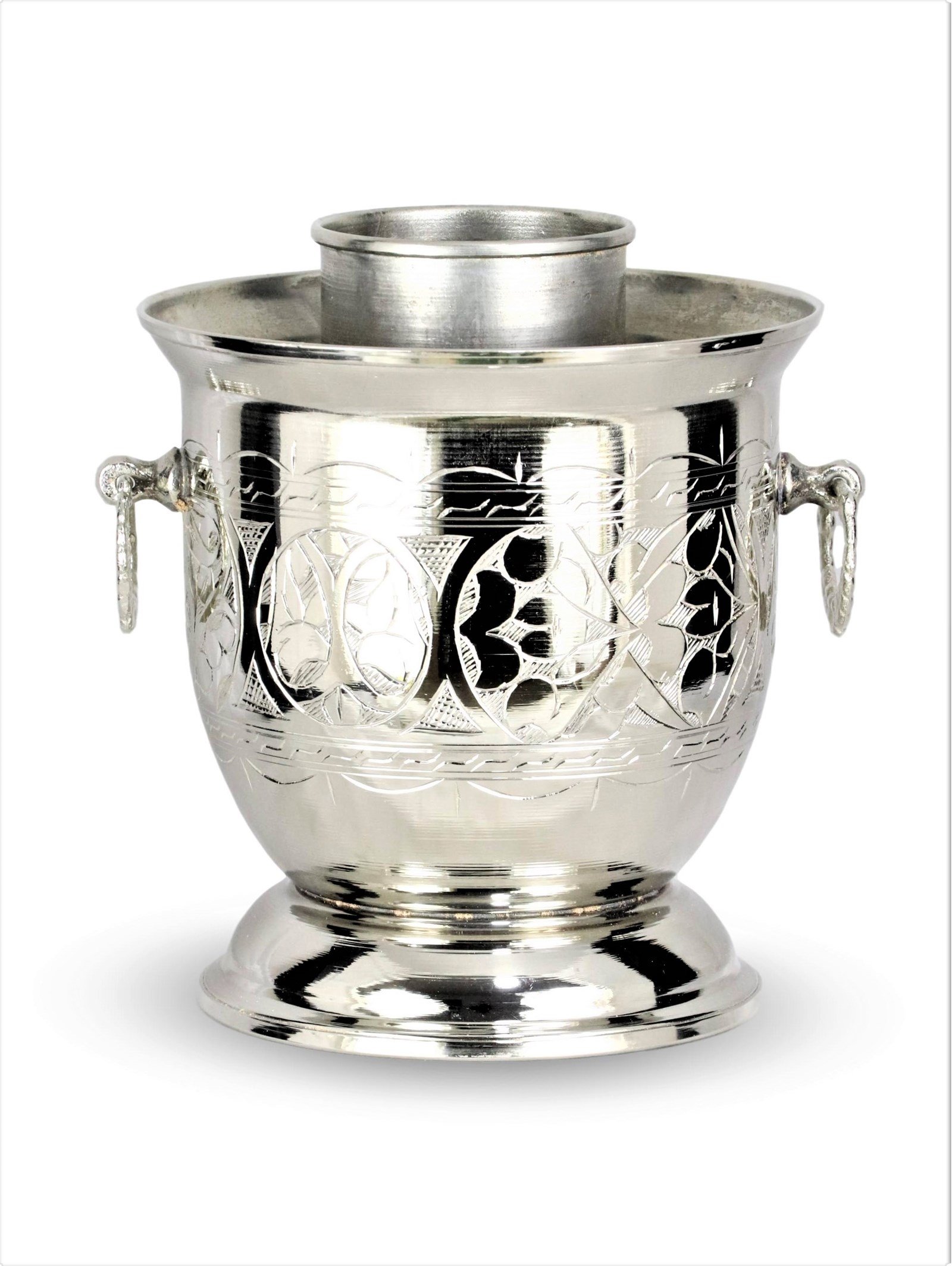 Drink CoolingSonay BakırcılıkKalın Nikel Kaplama Keski İşlemeli Bakır  Ehli Keyf Rakı Şişelik 