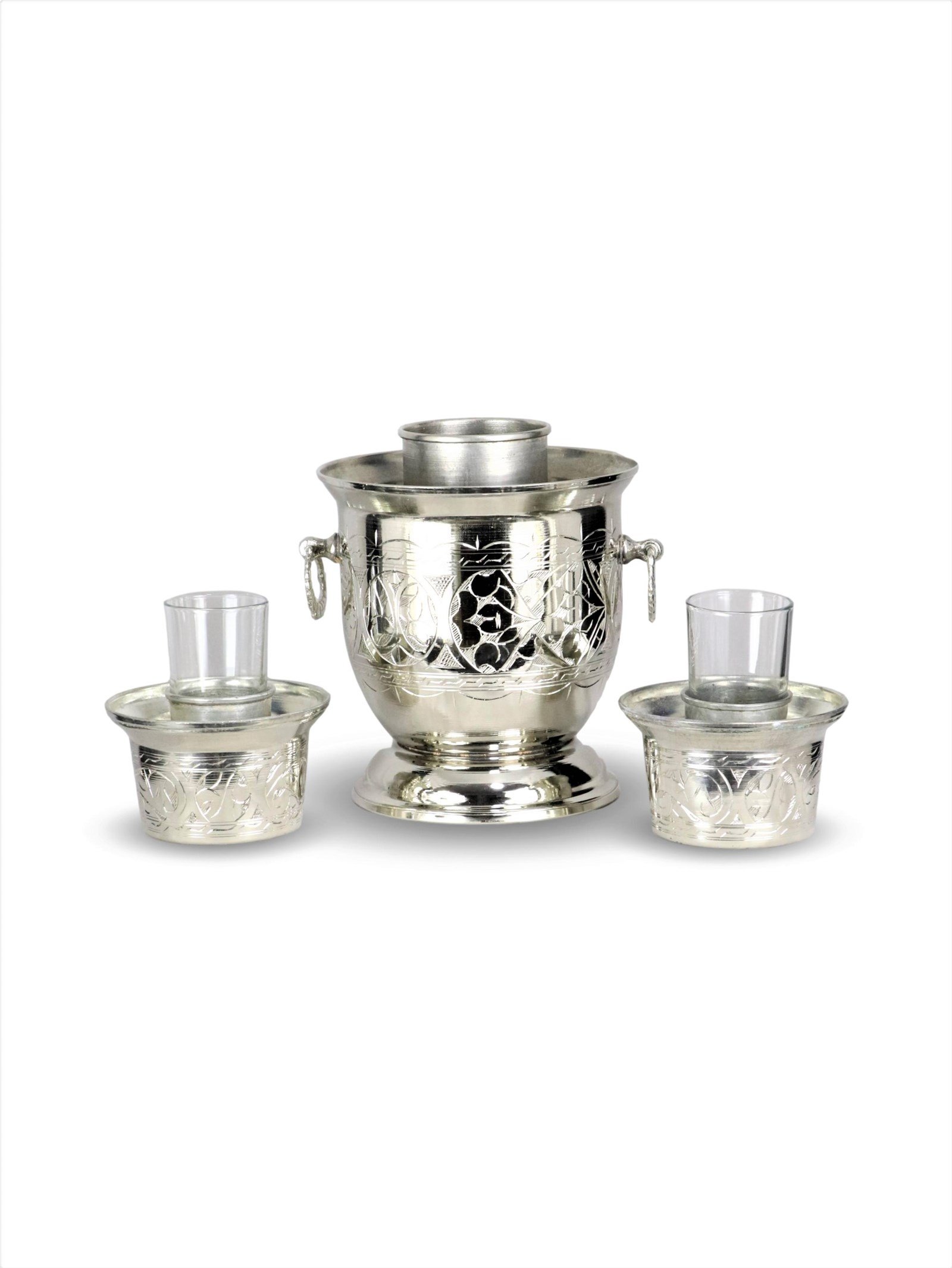 Ehli KeyfSonay BakırcılıkKalın Nikel Kaplama Keski İşlemeli Bakır  Ehli Keyf Rakı Şişelik Ehli-Keyf Takımı