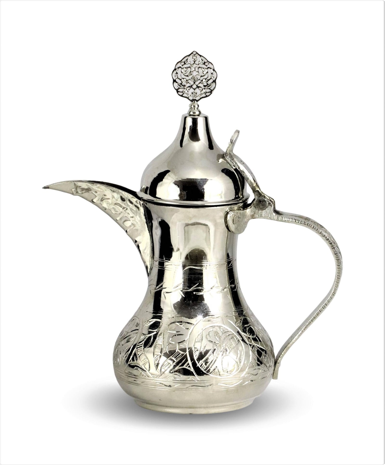 Copper TeapotSonay BakırcılıkMırra Orta Boy Nikel Kaplama Bakır Arap Çaydanlık Sütlük 700 ml