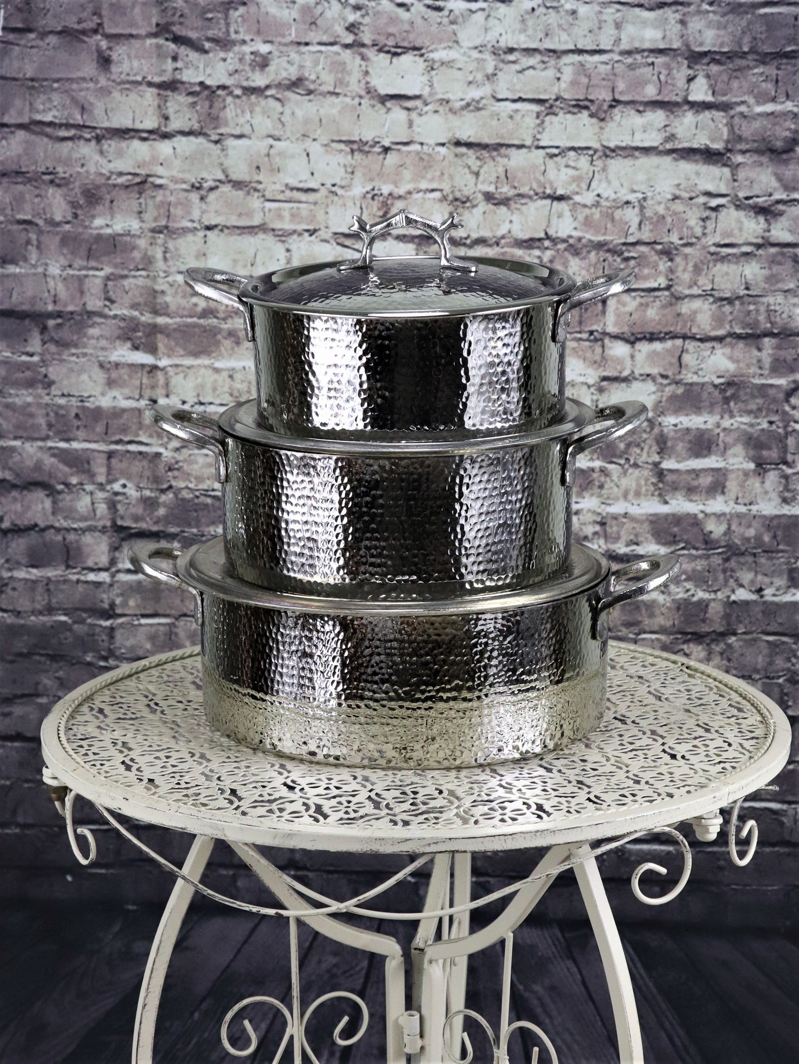 Bakır Tencere ve TavalarSonay BakırcılıkNikel El Dövmesi Derin Bakır Tencere Takımı