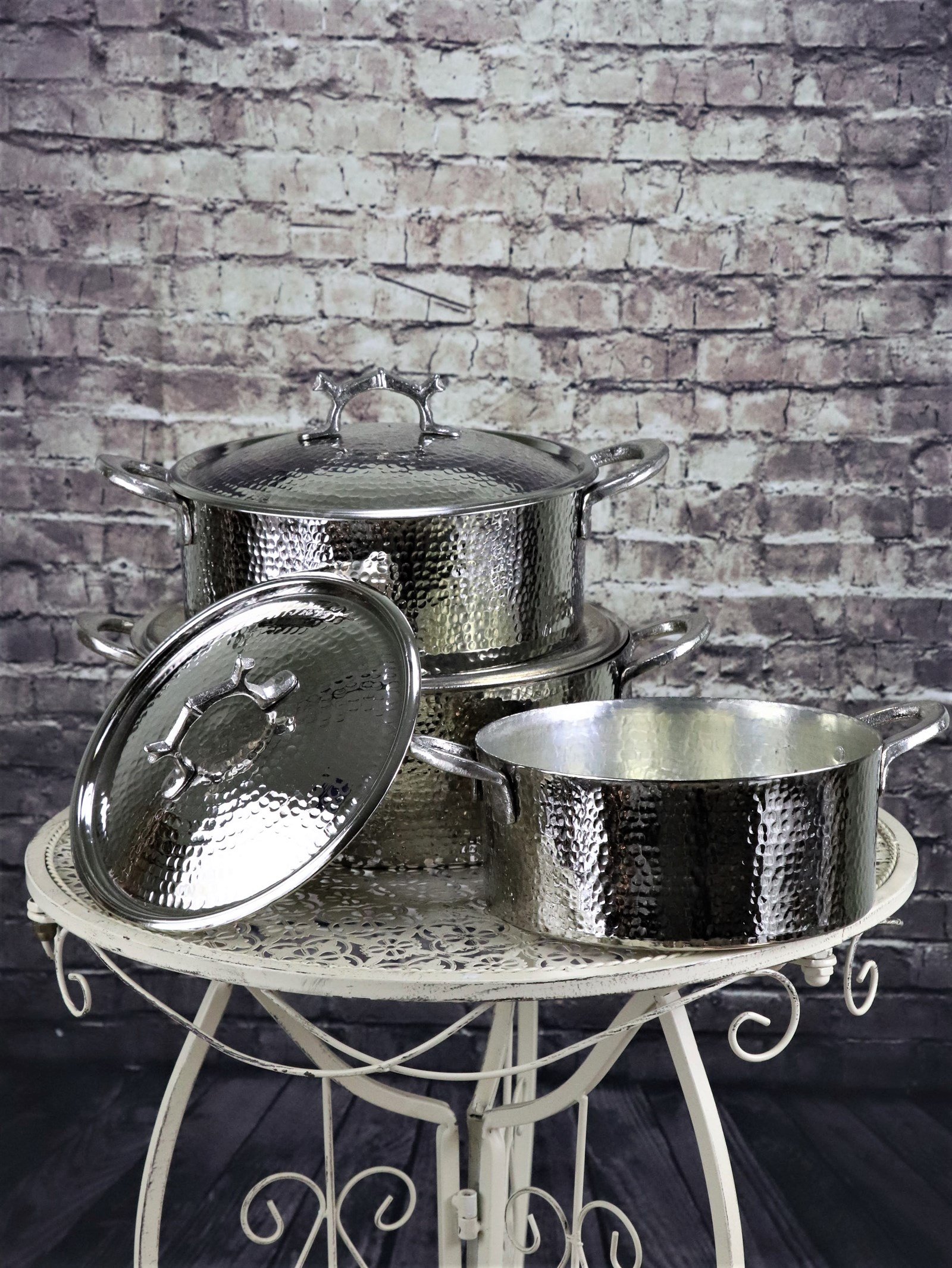 Bakır Tencere ve TavalarSonay BakırcılıkNikel El Dövmesi Derin Bakır Tencere Takımı