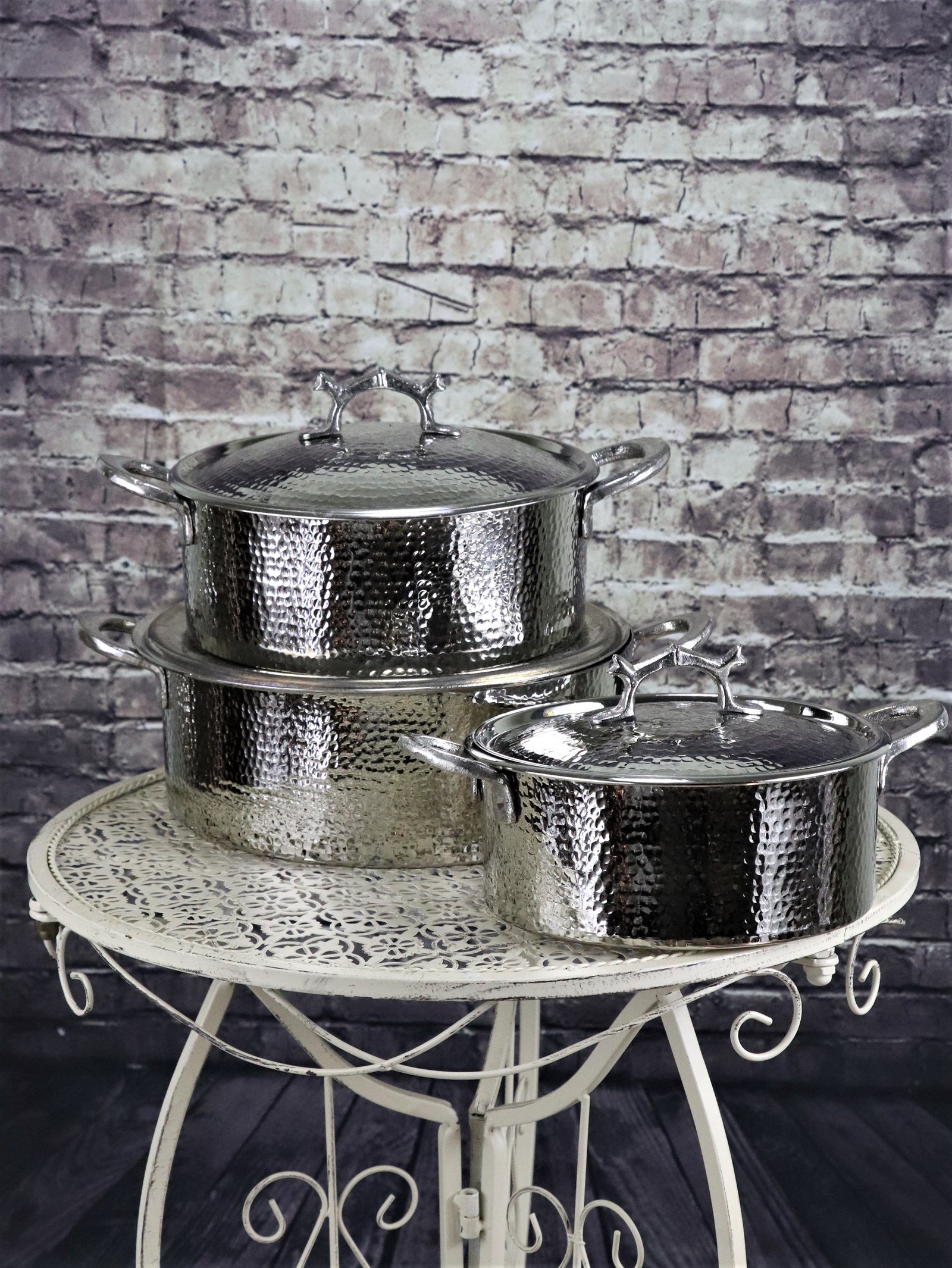 Bakır Tencere ve TavalarSonay BakırcılıkNikel El Dövmesi Derin Bakır Tencere Takımı