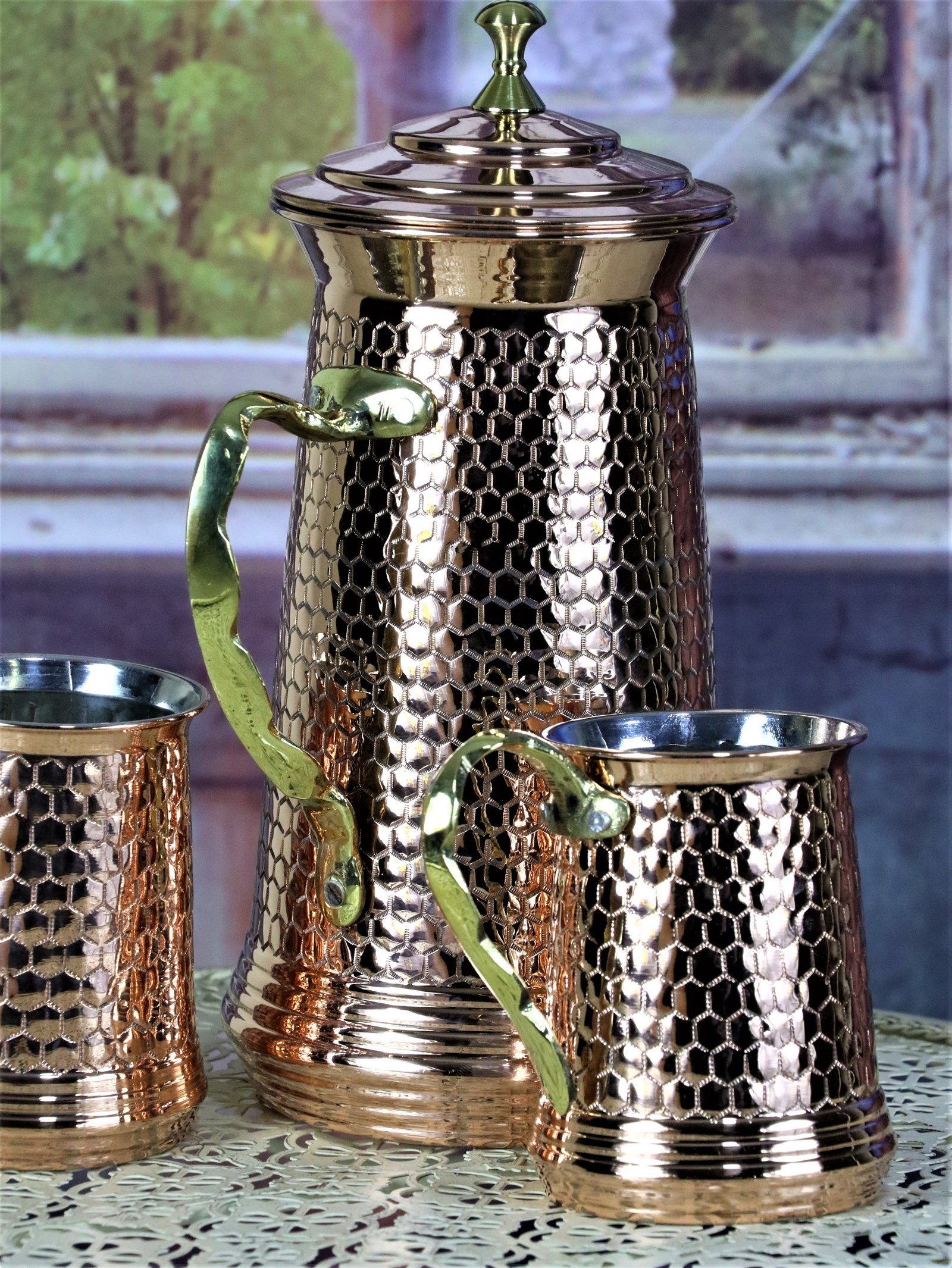 Bakır SürahiSonay BakırcılıkPetekli Keski Kırmızı Bakır Sürahi