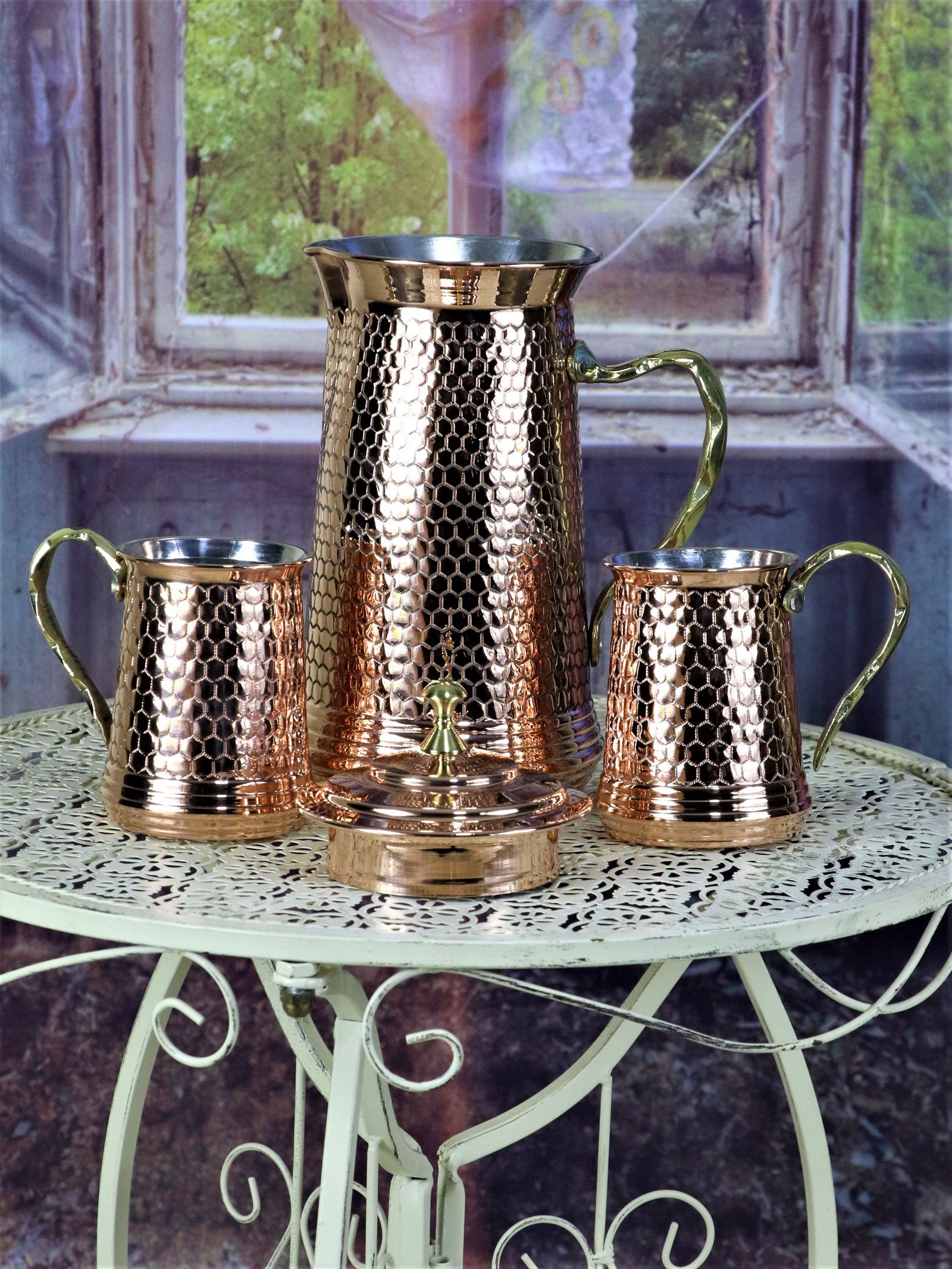 Bakır SürahiSonay BakırcılıkPetekli Keski Kırmızı Bakır Sürahi