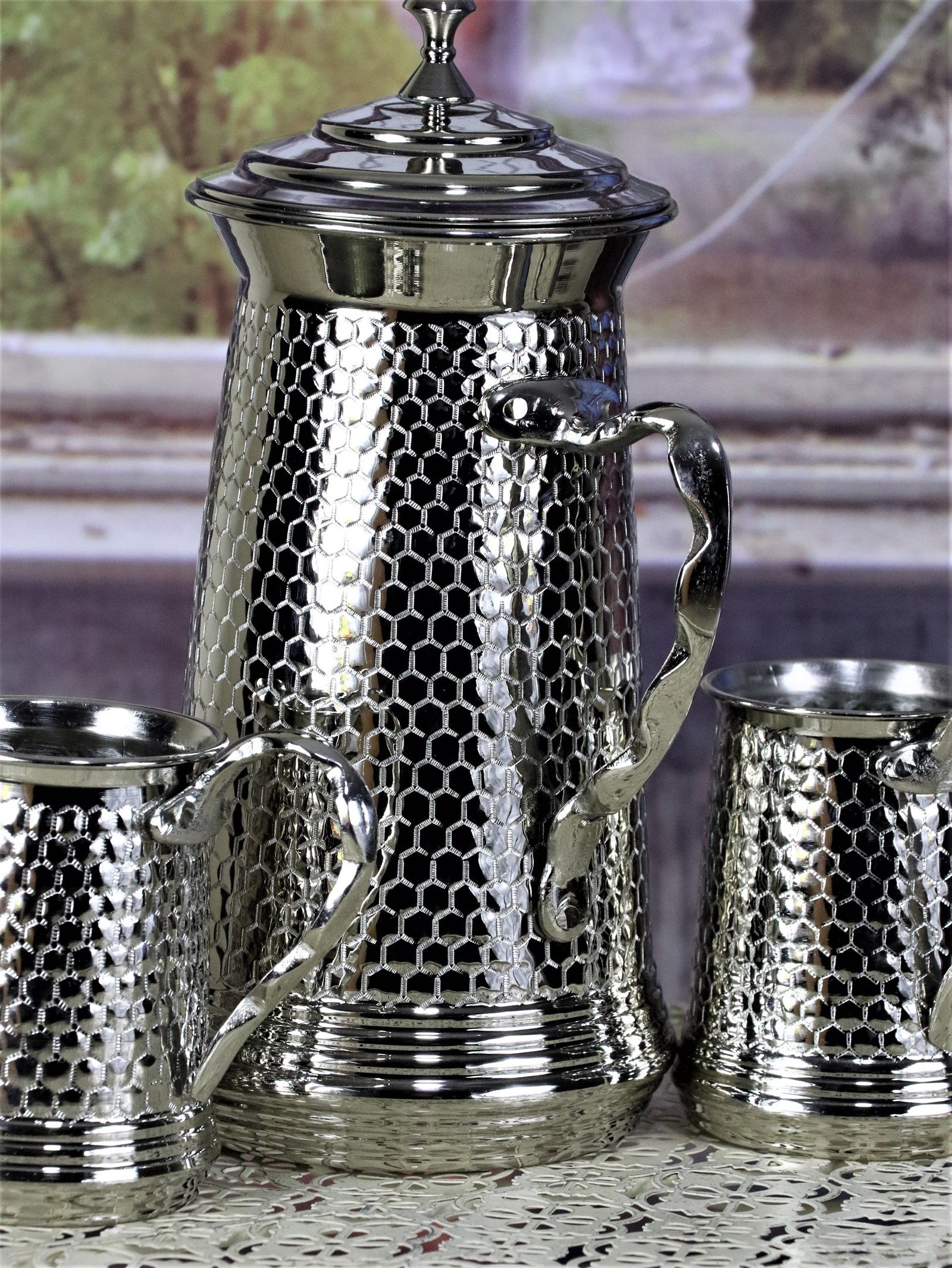 Bakır SürahiSonay BakırcılıkPetekli Keski Nikelli Bakır Sürahi Takımı