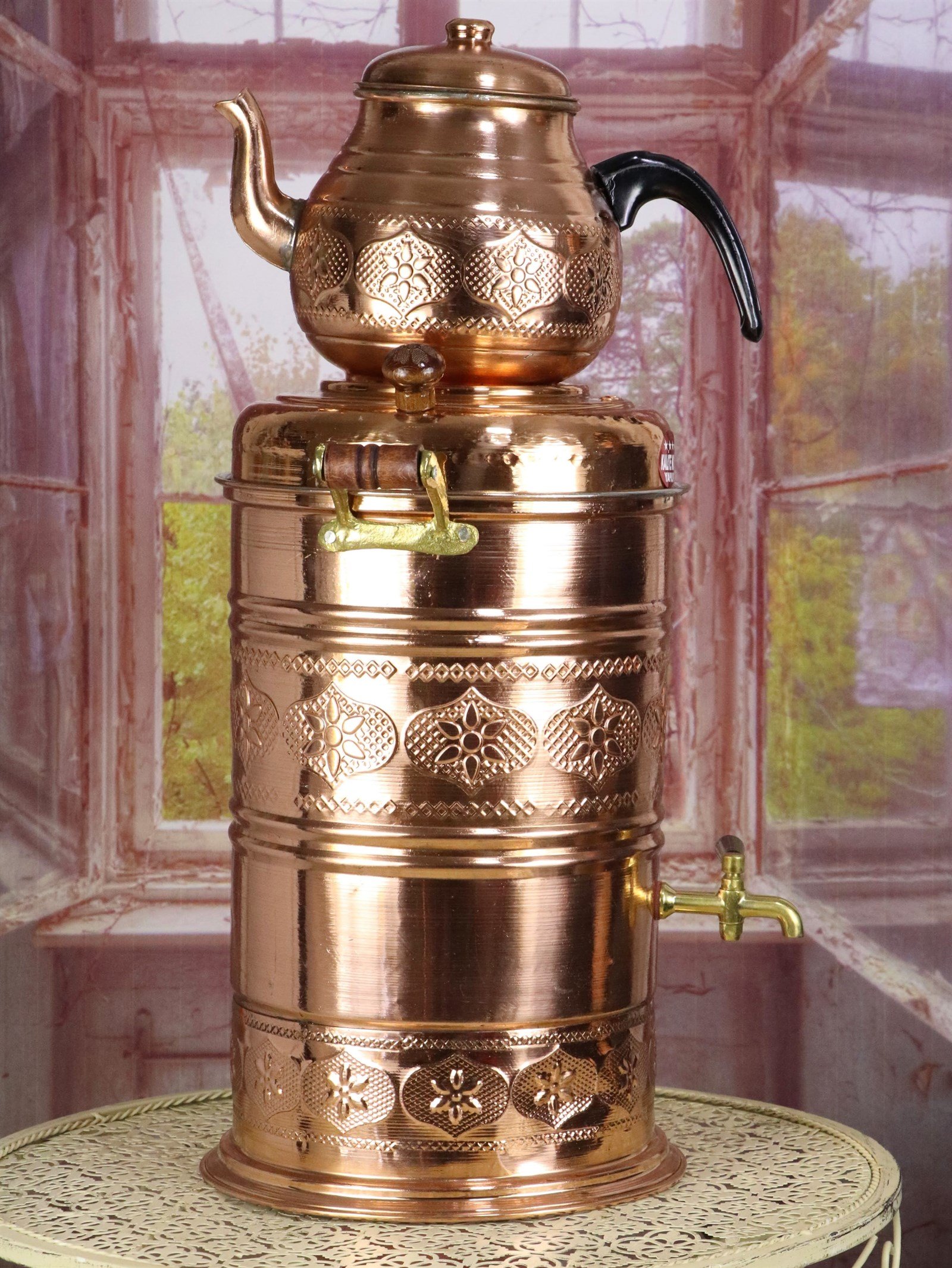Copper SamovarSonay BakırcılıkTermostatlı Elektrikli Bakır Semaver  ( 7 Lt Otel ve Şantiye Tipi )