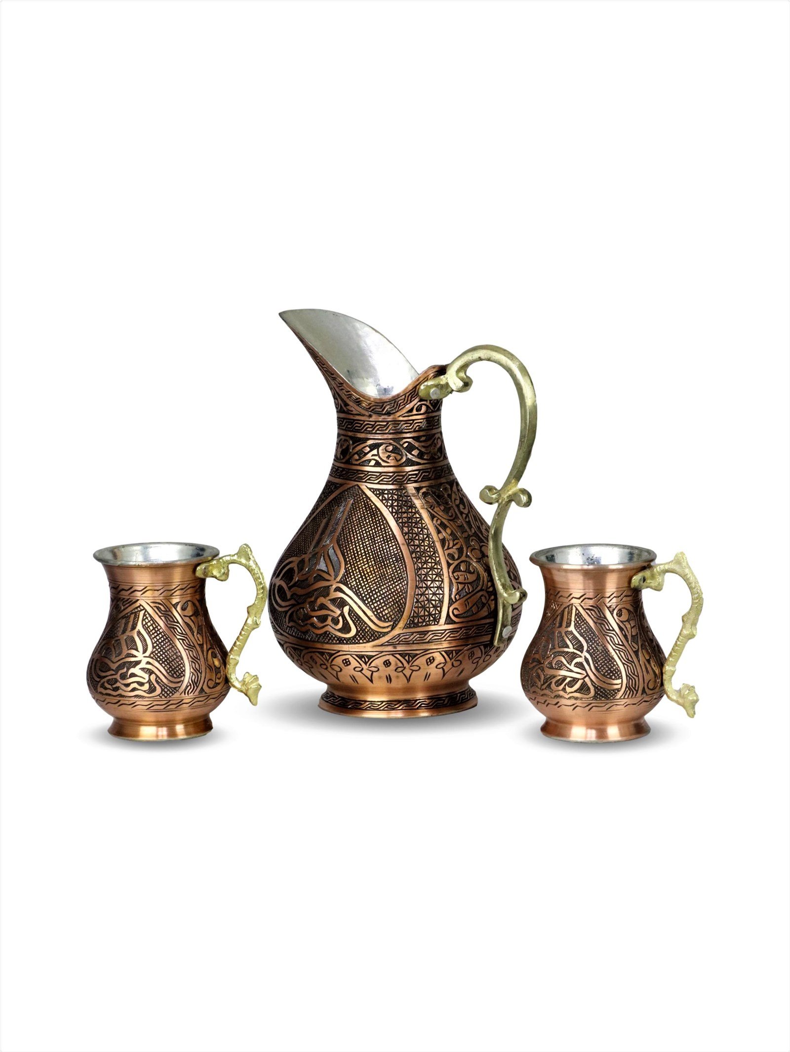 Bakır SürahiSonay BakırcılıkTuğralı 1 mm Kalın Bakır Sürahi ve Maşraba Takımı