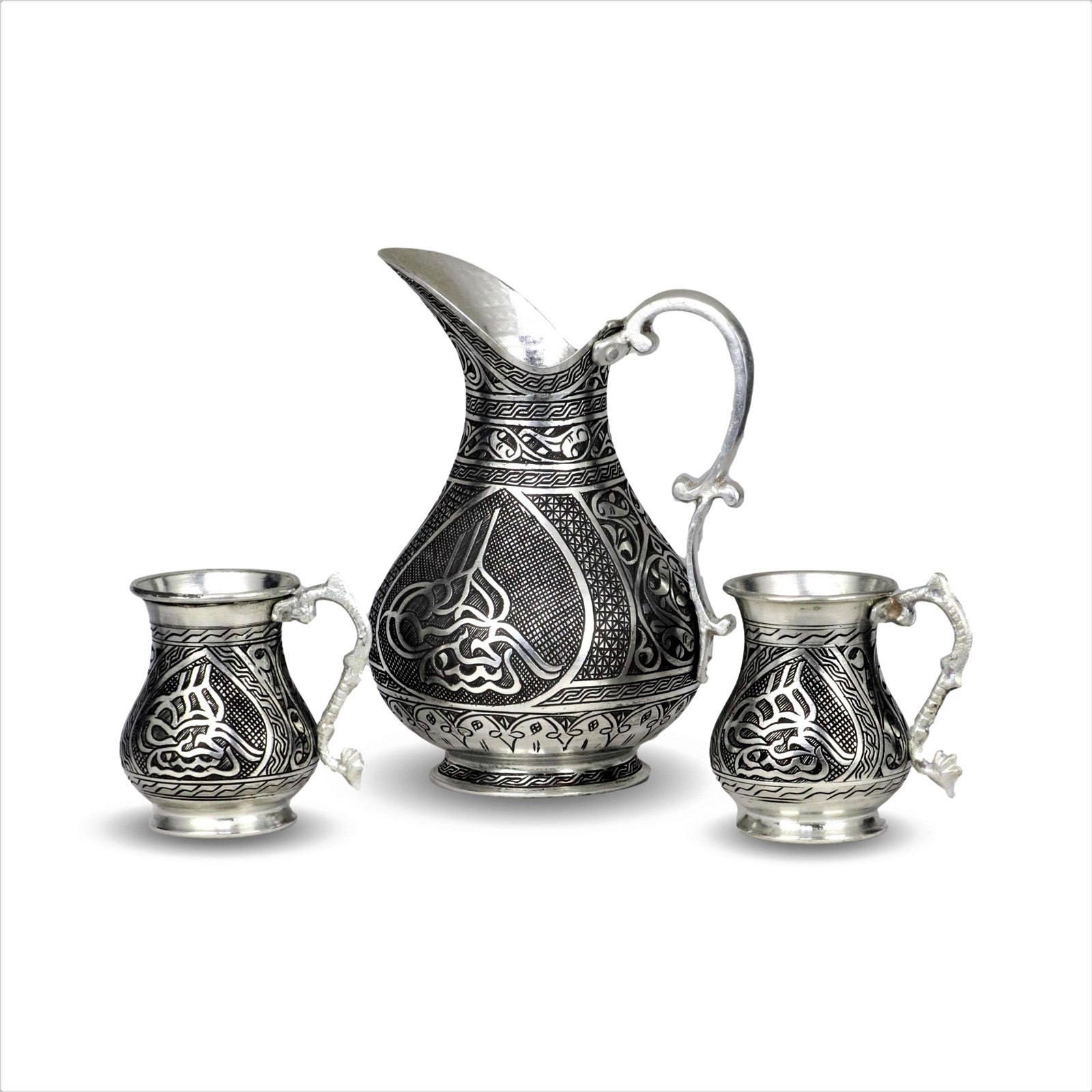 Bakır SürahiSonay BakırcılıkTuğralı 1 mm Kalın Kalaylı Bakır Sürahi ve Maşraba Takımı