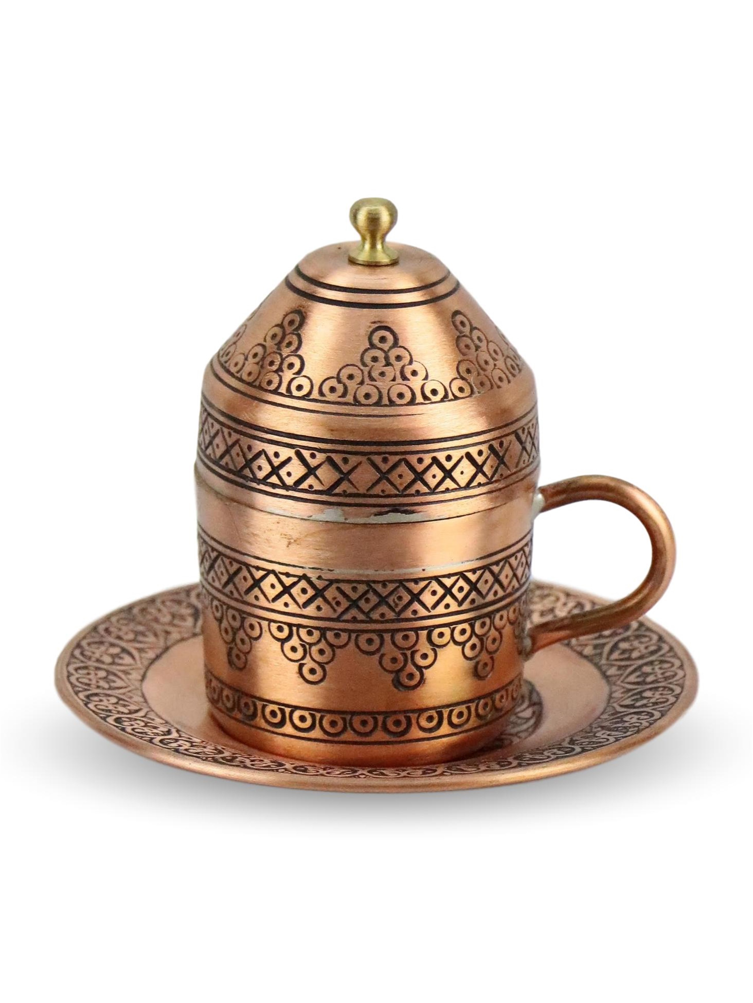 Bakır Çay ve Kahve TakımlarıSonay BakırcılıkÜzüm İşleme Eskitme Bakır Kahve Takımı