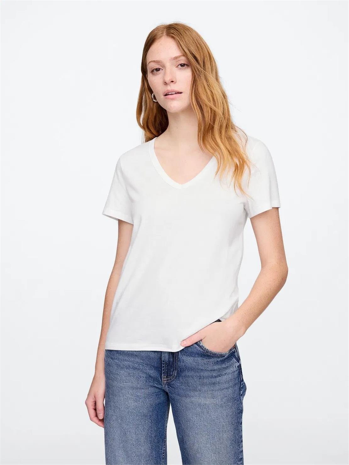 GAP V-SS FAV V SOLID Tişört Modeli KADIN