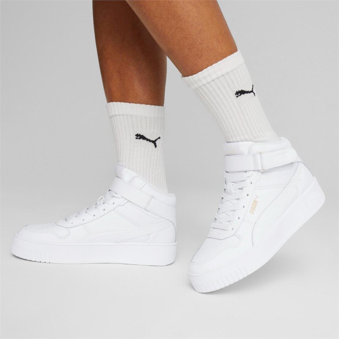 PUMA Carina Street Mid-PUMA White-PUMA White-PUMA Gold Günlük Spor Ayakkabısı Modeli KADIN