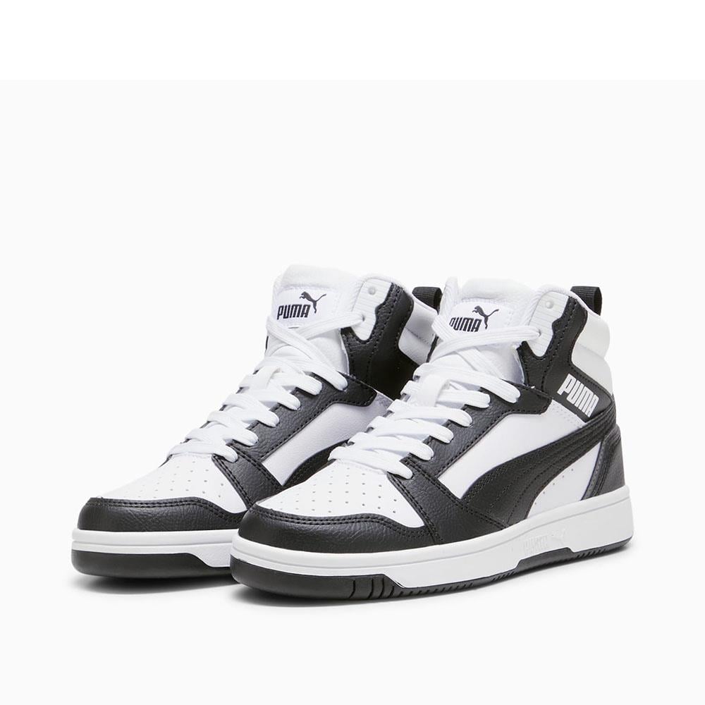 PUMA Puma Rebound V6 Mid Jr-PUMA White-PUMA Black-Shadow Gray Günlük Spor Ayakkabı Modeli 