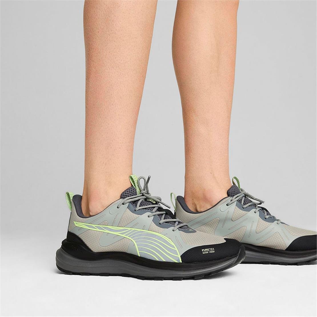 PUMA Reflect Lite Trail PTX-Smokey Gray-PUMA Black-Fizzy Apple Koşu Ayakkabısı Modeli 