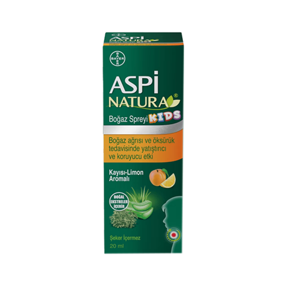 Aspi Natura Kids Boğaz Spreyi Kayısı Limon Aromalı 20 ml - Besin Takviyesi - Aspi Natura