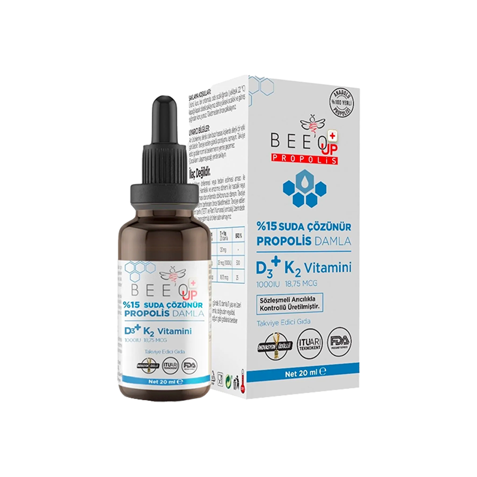 Beeo Up D3+K2 Suda Çözünür Damla 20 ml - Vitamin-Mineral - Bee'o Up