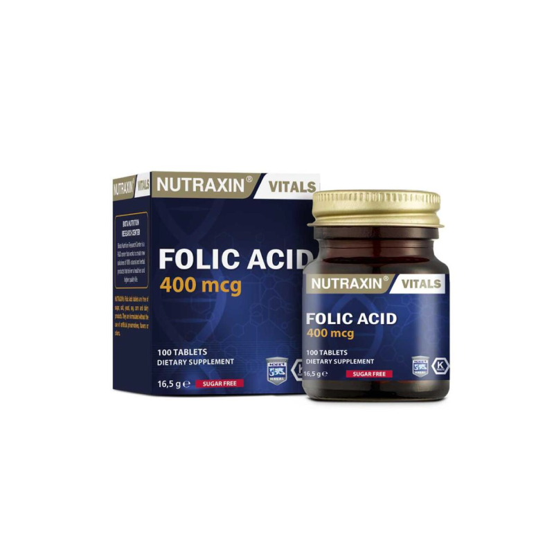 Nutraxin Folic Acid 400 mcg 100 Tablet - Vitamin-Mineral - Nutraxin