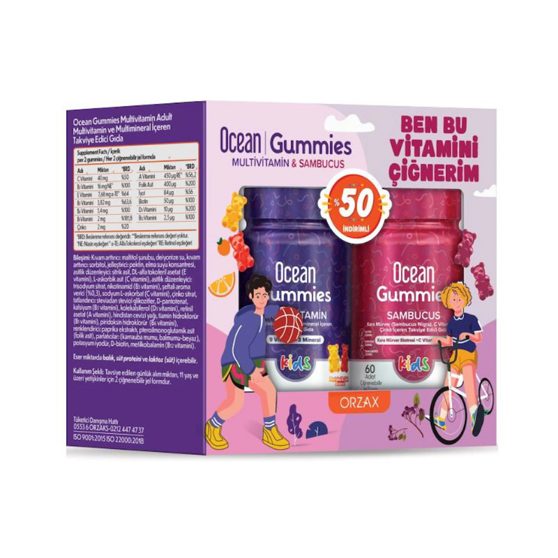 Ocean Gummies Multivitamin Kids 60 adet+ Sambucus Kids 60 adet İkili Paket - Yeni ürünler - Diğer
