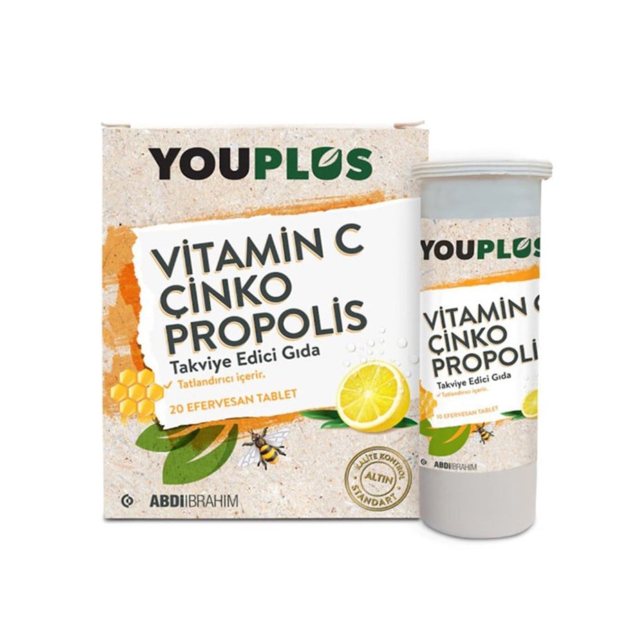 Youplus Vitamin C Çinko Propolis 20 Efervesan Tablet - VİTAMİN/MİNERAL - Youplus