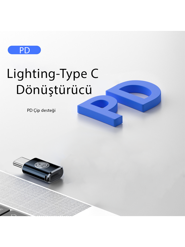 LivX 35W Type C to Lightning iPhone 15 Max Pro Plus Yuva Çevirici Hızlı Şarj Aktarımı OTG Dönüştürücü Koyu Mavi OTGTM-O