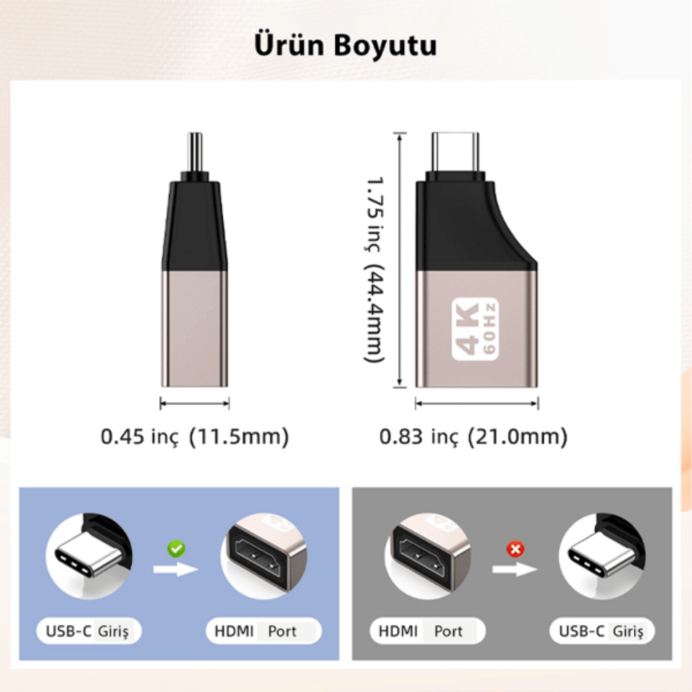 LivX 4k@60hz Type-C To HDMI Çevirici Dönüştürücü Adaptör Görüntü Aktarımı Mini OTG TCDH0