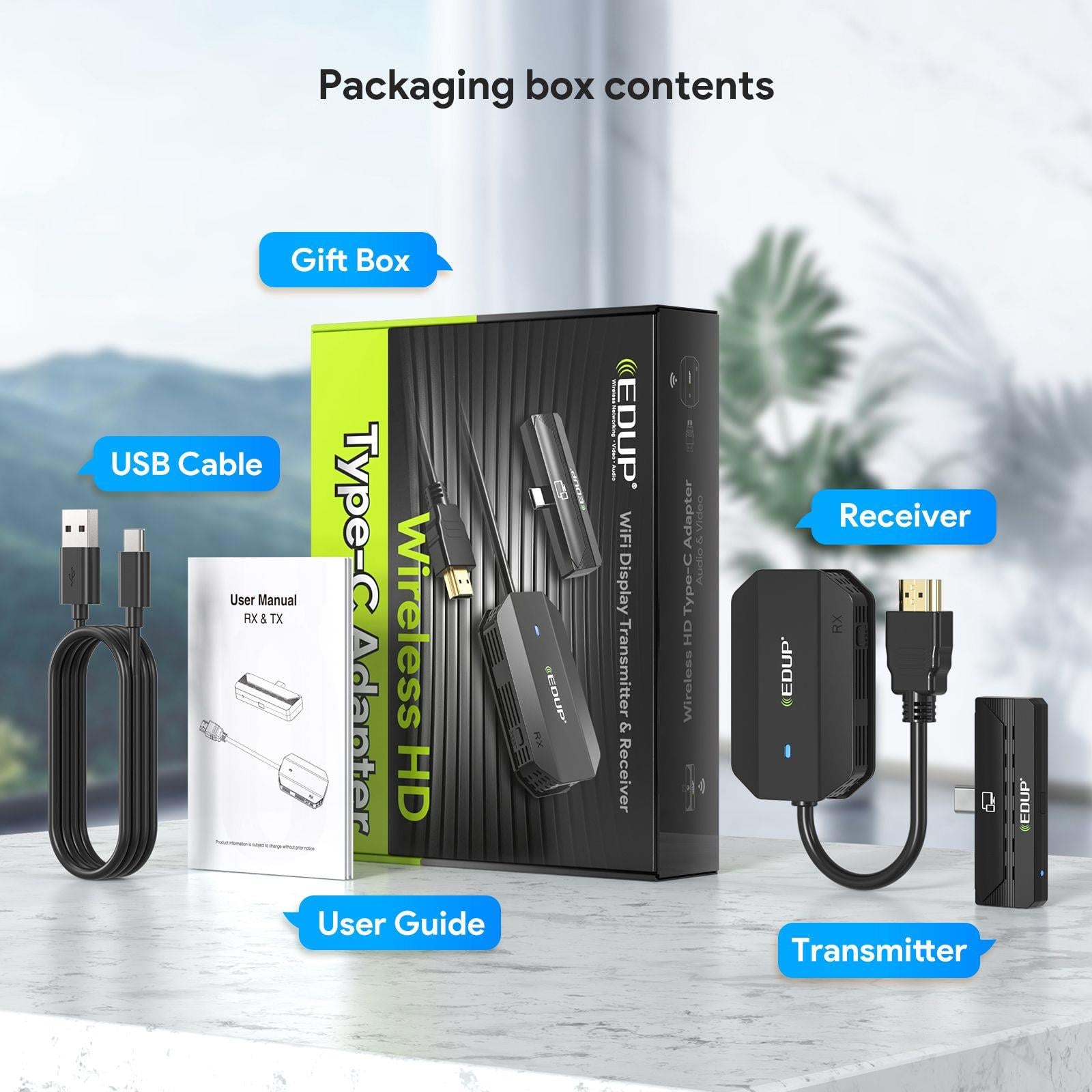 LivX Edup Kablosuz HDMI Kiti 1080p 60hZ Video Ses Görüntü Aktarımı EH-WD9905C