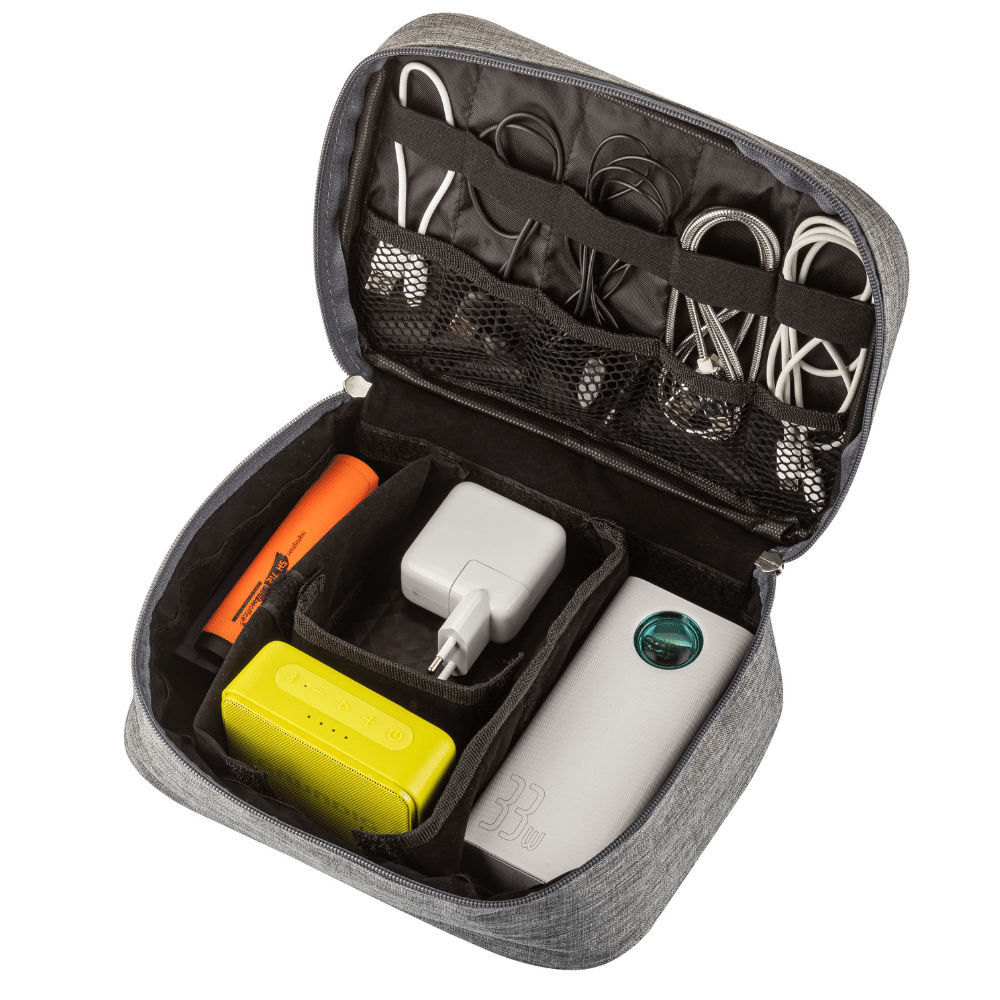 Livx Fermuarlı Su Geçirmez Elektronik Aksesuar Çantası Boyun Askılı Gri EL-ÇA