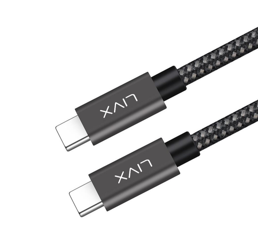 LivX İkili Paket Solid 100w 5a Type C To Type C PD 2.0 5 Gbps 50 Cm Hızlı Şarj Ve Data Kablosu Halat Örgülü Space Gray