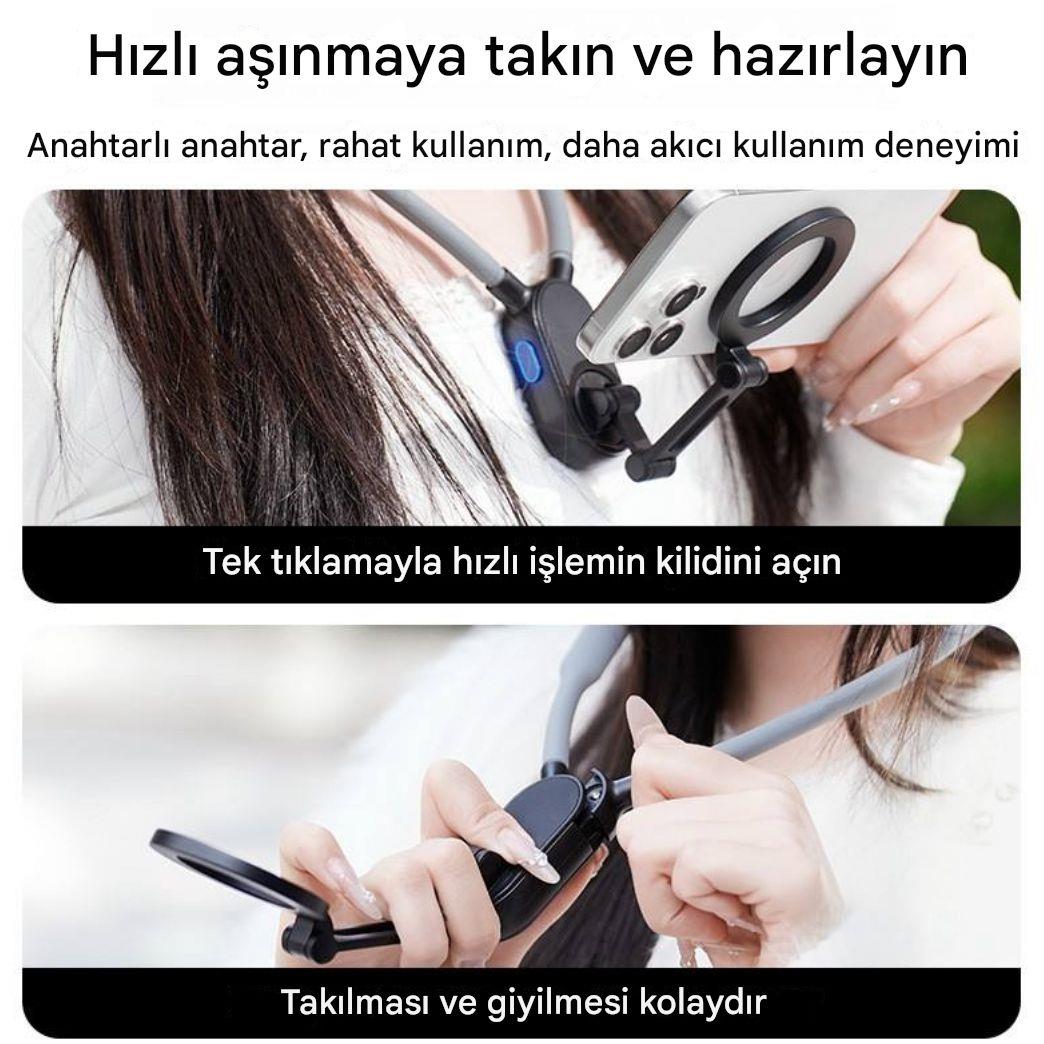 LivX Manyetik Boyun Tipi Esnek Telefon Tutucu – Eller Serbest POV / Vlog / Spor Kullanımı için Uyumlu NH-01