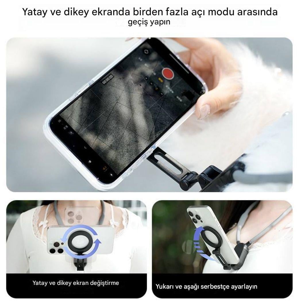 LivX Manyetik Boyun Tipi Esnek Telefon Tutucu – Eller Serbest POV / Vlog / Spor Kullanımı için Uyumlu NH-01