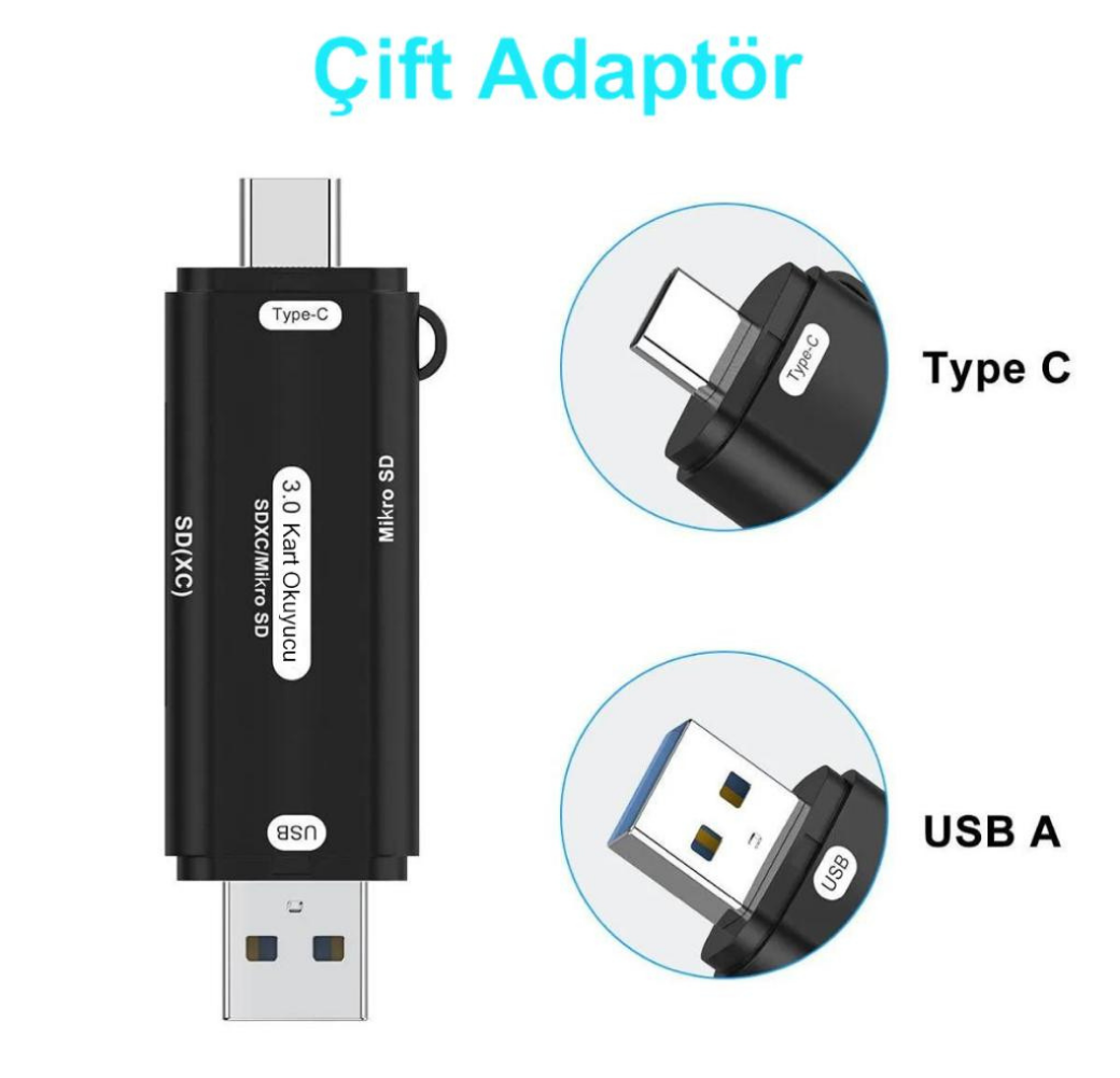 LivX Micro SD Kart Okuyucu Type C to USB 3.0 Çevirici OTG 5 Gbps  Hafıza Kartı Okuyucu Adaptör Micro SD Card Reader RKTSD