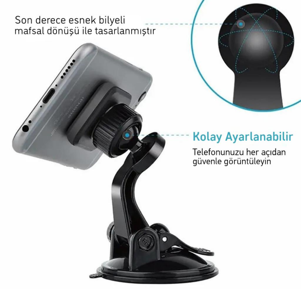 LivX Privity Serisi Mıknatıslı Araç İçi Telefon Tutucu Vantuzlu Magnet 360 Derece Telefon Tutucu GMM
