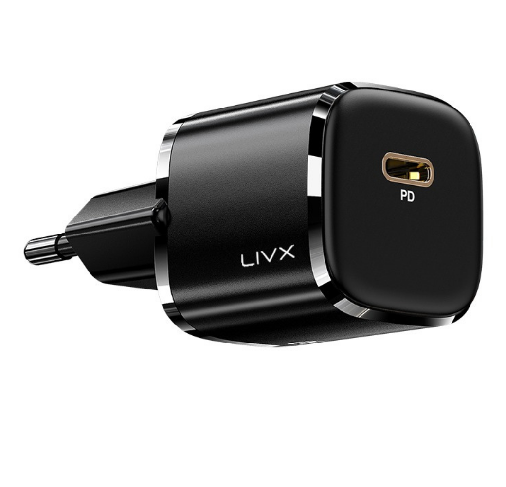 LivX Rapid 20W USB-C Mini PD Hızlı Şarj Cihazı Güç Adaptörü Siyah L23