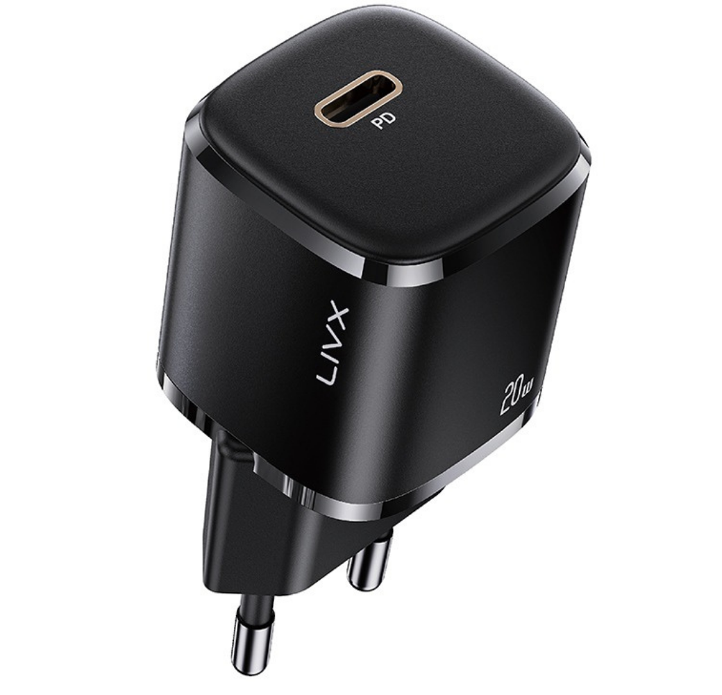 LivX Rapid 20W USB-C Mini PD Hızlı Şarj Cihazı Güç Adaptörü Siyah L23