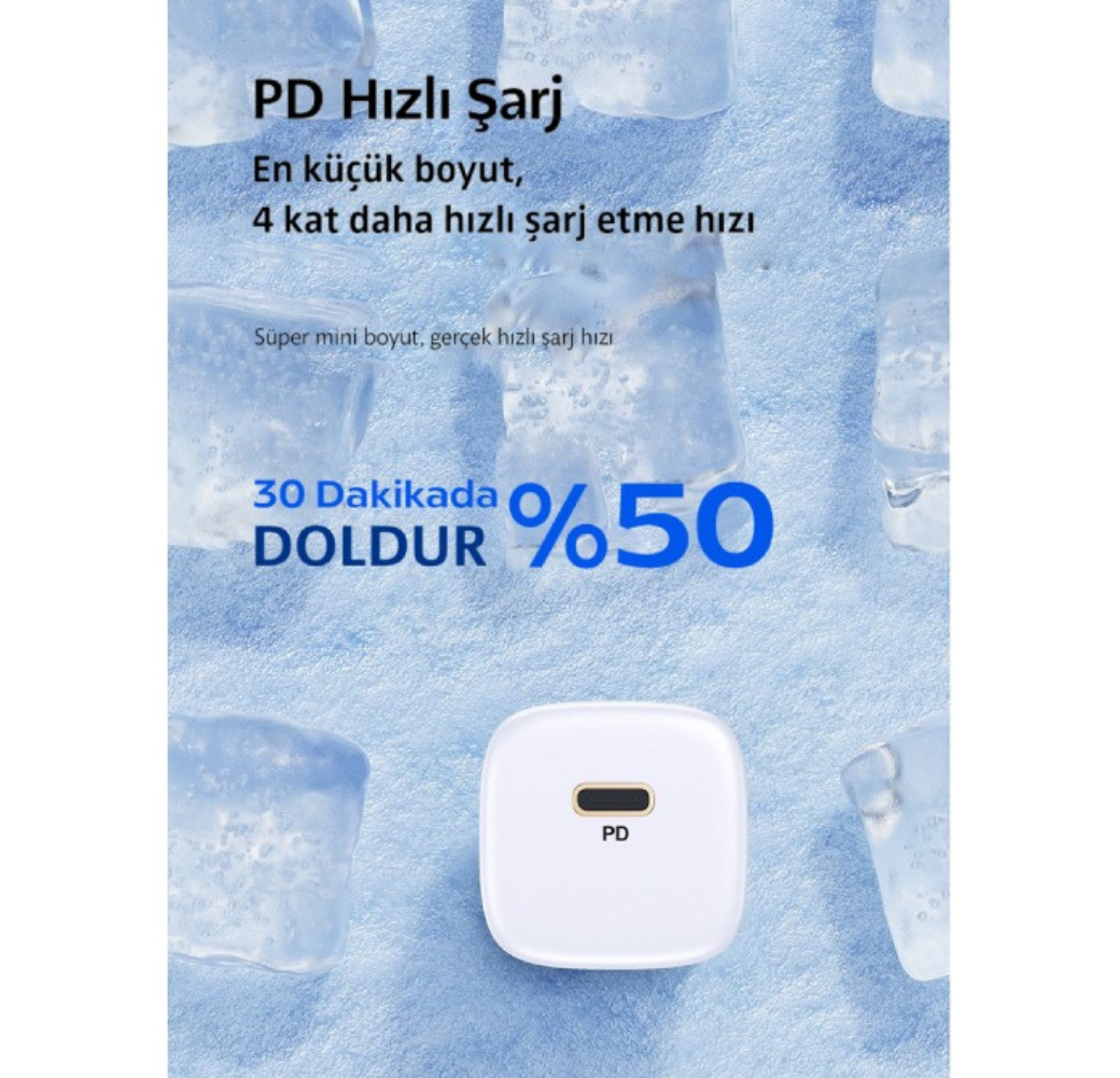 LivX Rapid 20W USB-C Mini PD Hızlı Şarj Cihazı Güç Adaptörü Siyah L23