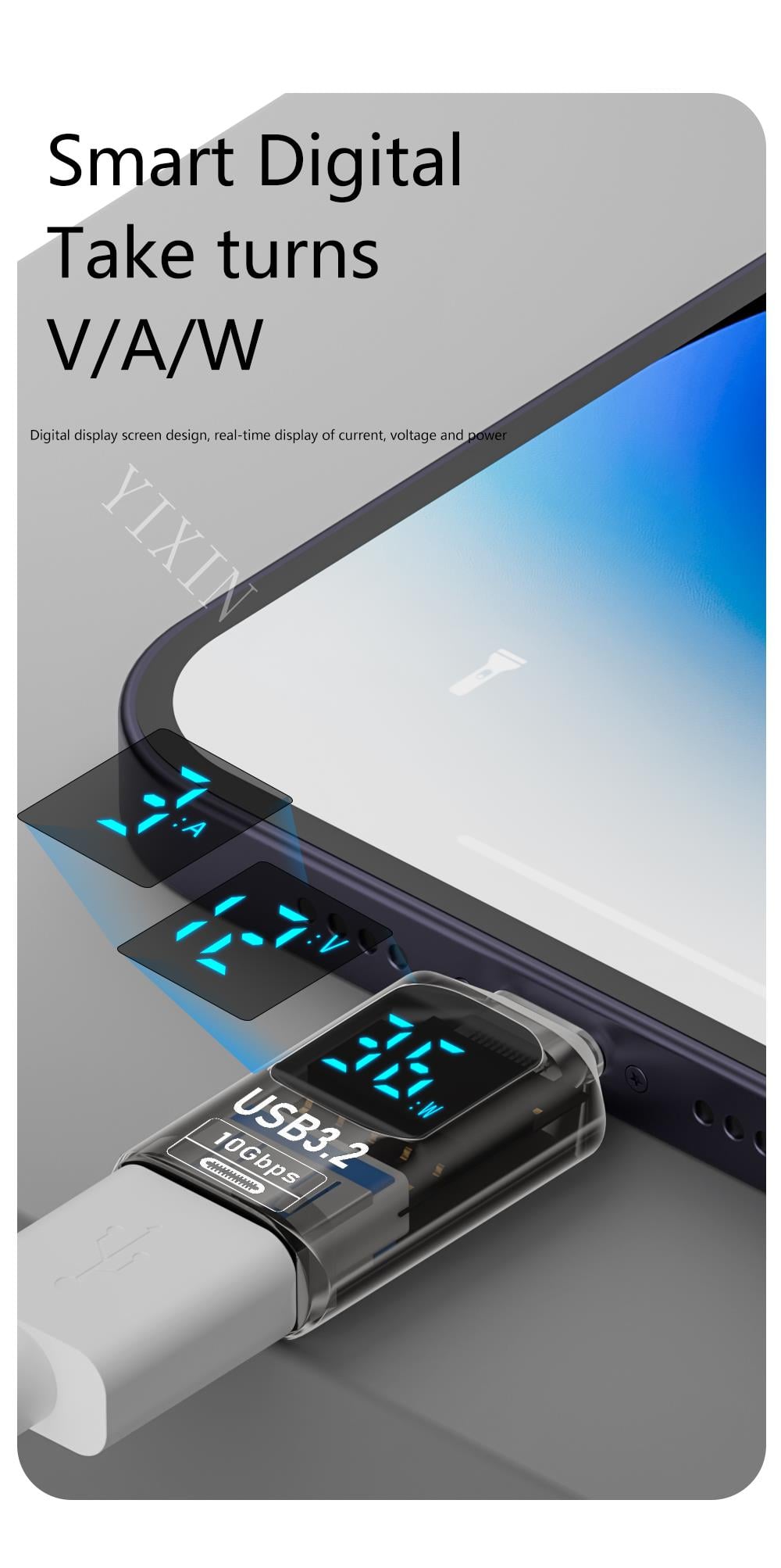 LivX Revolution Type C to USB 3.2 Dönüştürücü 36W Hızlı Şarj 10Gbps Veri Transferi Dijital Ekran OTGGM