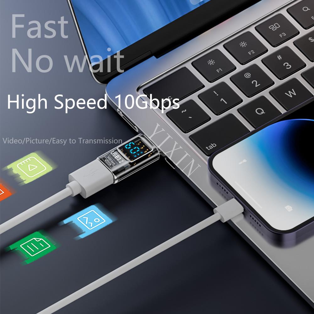 LivX Revolution USB 3.2  to Type C Dönüştürücü 60W Hızlı Şarj 10Gbps Veri Transferi Dijital Ekran OTGGF