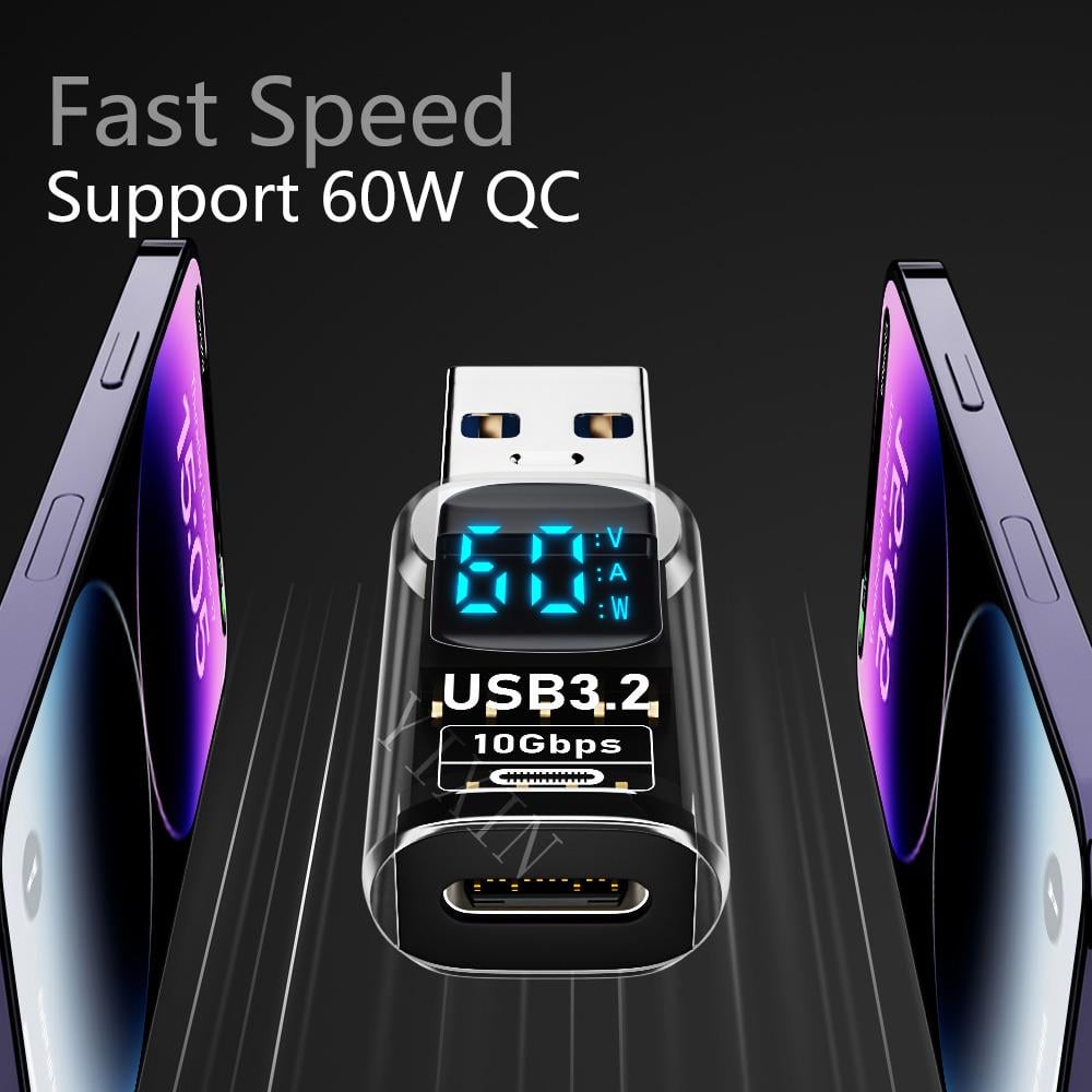 LivX Revolution USB 3.2  to Type C Dönüştürücü 60W Hızlı Şarj 10Gbps Veri Transferi Dijital Ekran OTGGF