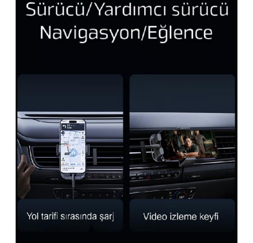 LivX Transparent 45W PD/QC Mini Araç şarj Cihazı ve 1 Metre iPhone Hızlı Şarj Kablosu