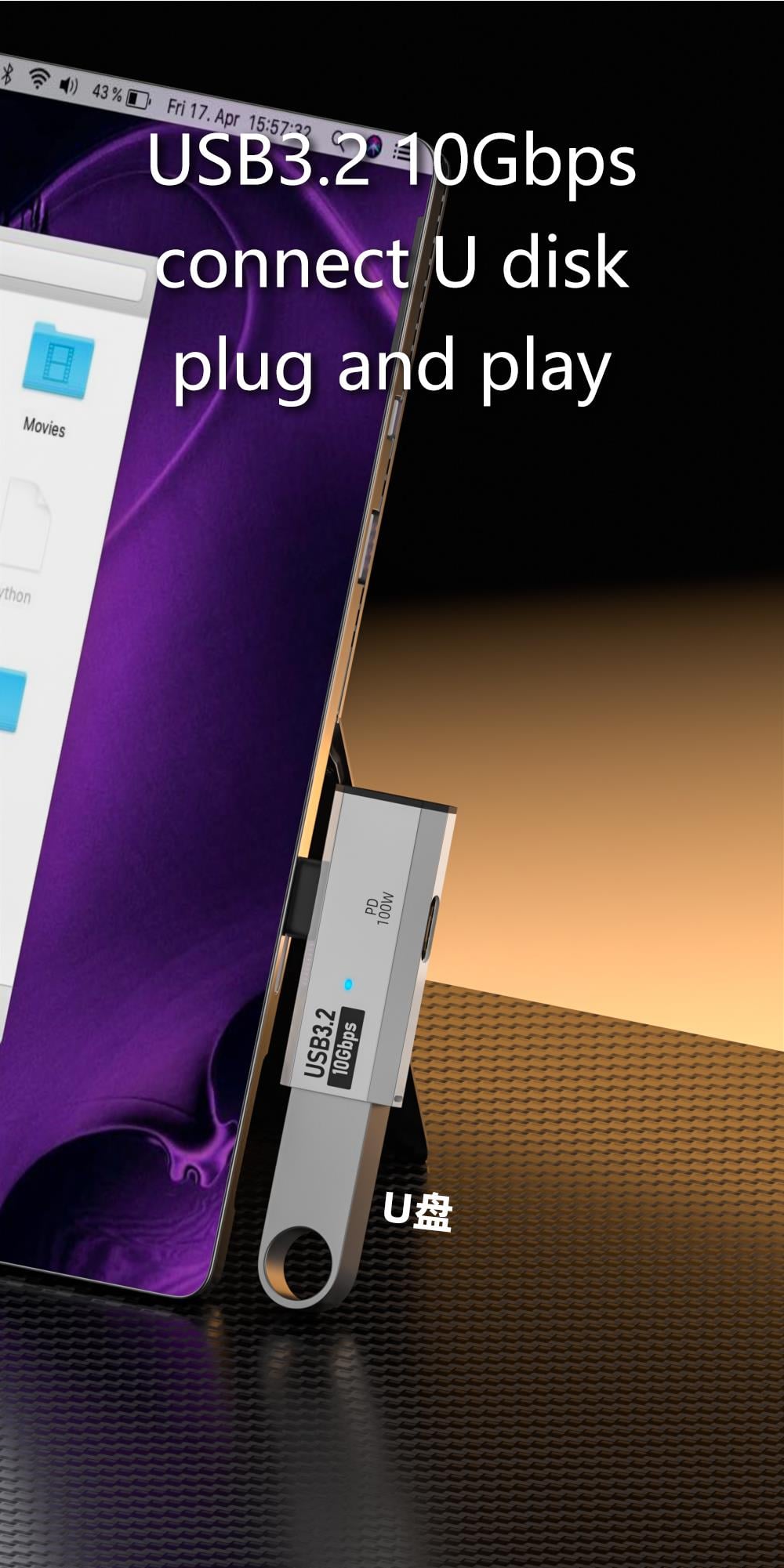 LivX Type C To 2 USB3.2 100W 10Gbps Veri Aktarımı Kulaklık Müzik Dinleme Dönüştürücü Çevirici OTGCC