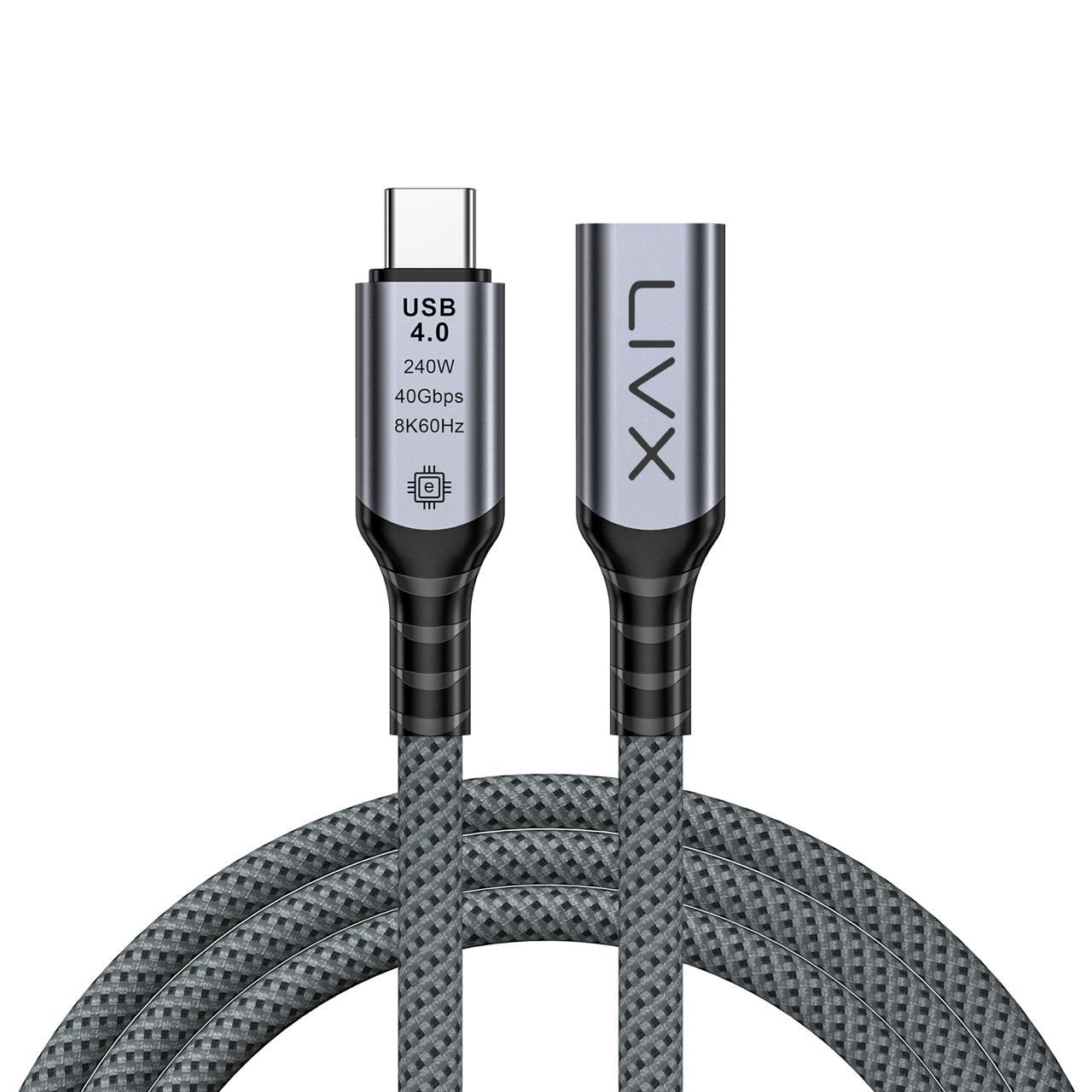 LivX Type C to Type C USB4.0 240W 40Gbps 8k60hZ Uzatma Kablosu LCU