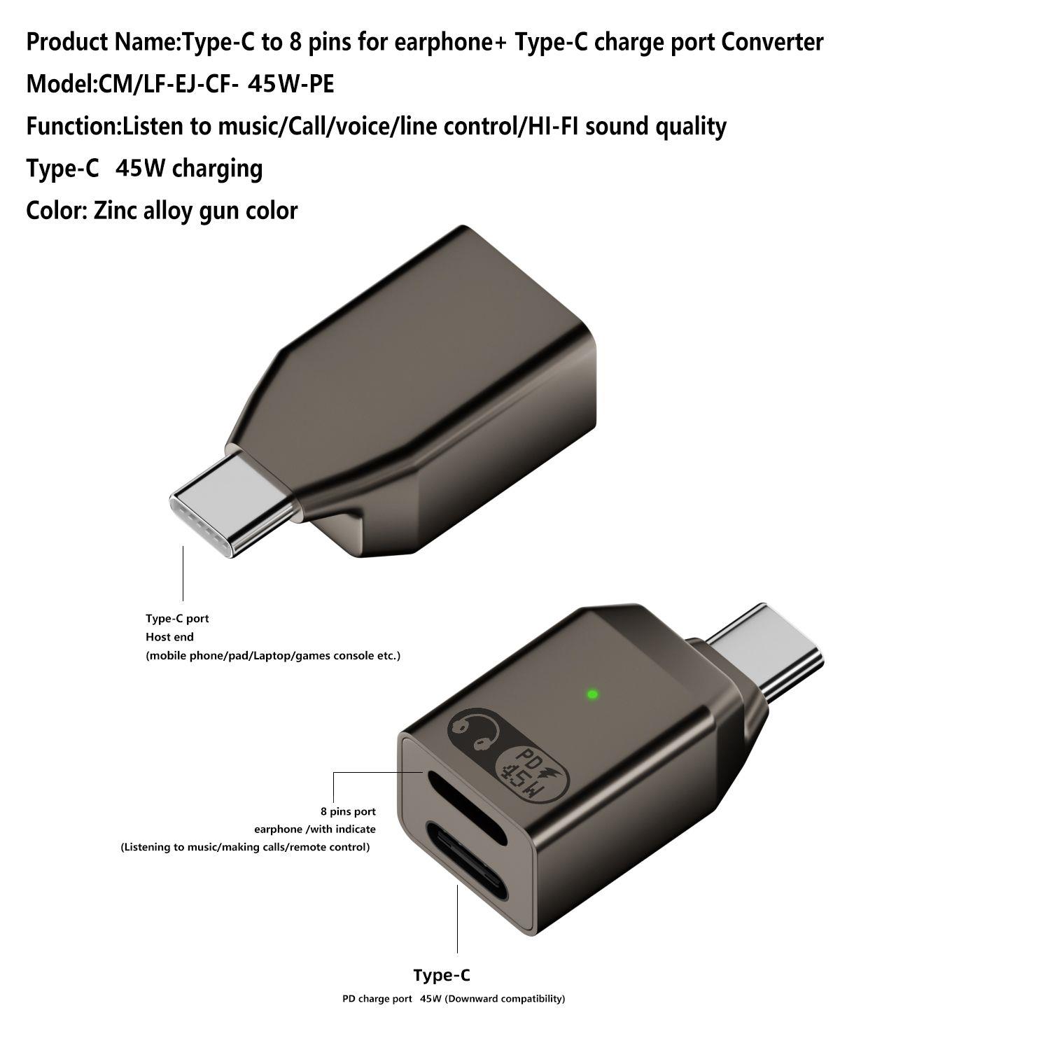 LivX Type C to Type C ve Lightning 45W Hızlı Şarj Kulaklık Dönüştürücü OTGCL