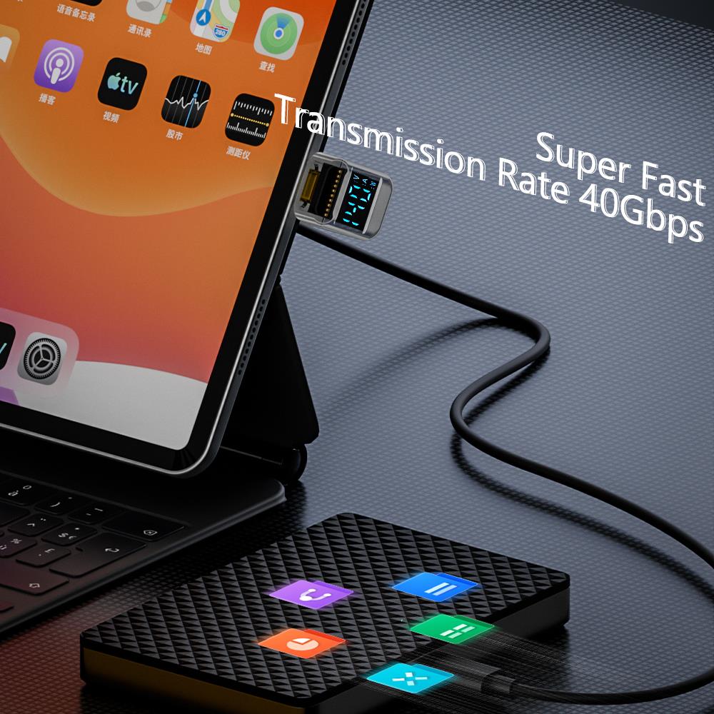 LivX U Şekil Type C To Type C 140W 40Gbps Çevirici OTG Dijital GöstergeliOTGUC