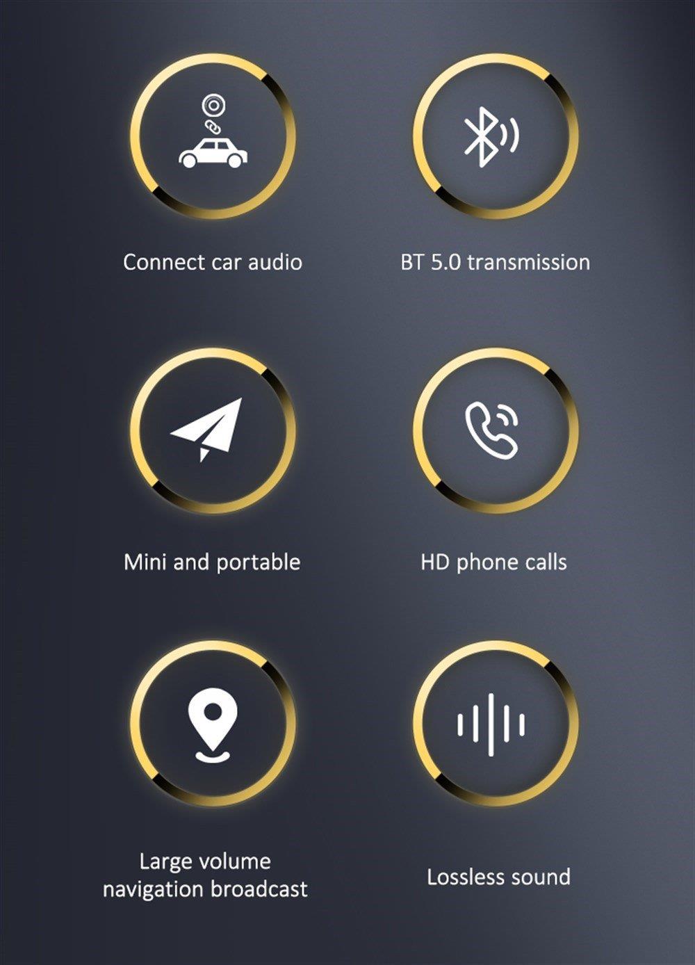 Livx Usams Bluetooth 5.0 Receiver Usb Aux Wireless Araç Kiti Hands-Free Telefon Görüşme Ba01 SJ464