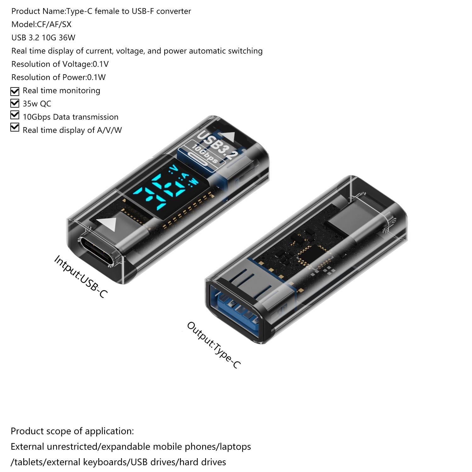 LivX USB 3.2 to Type C Şarj Kablosu Dönüştürücü 10Gbps 36W OTGACD